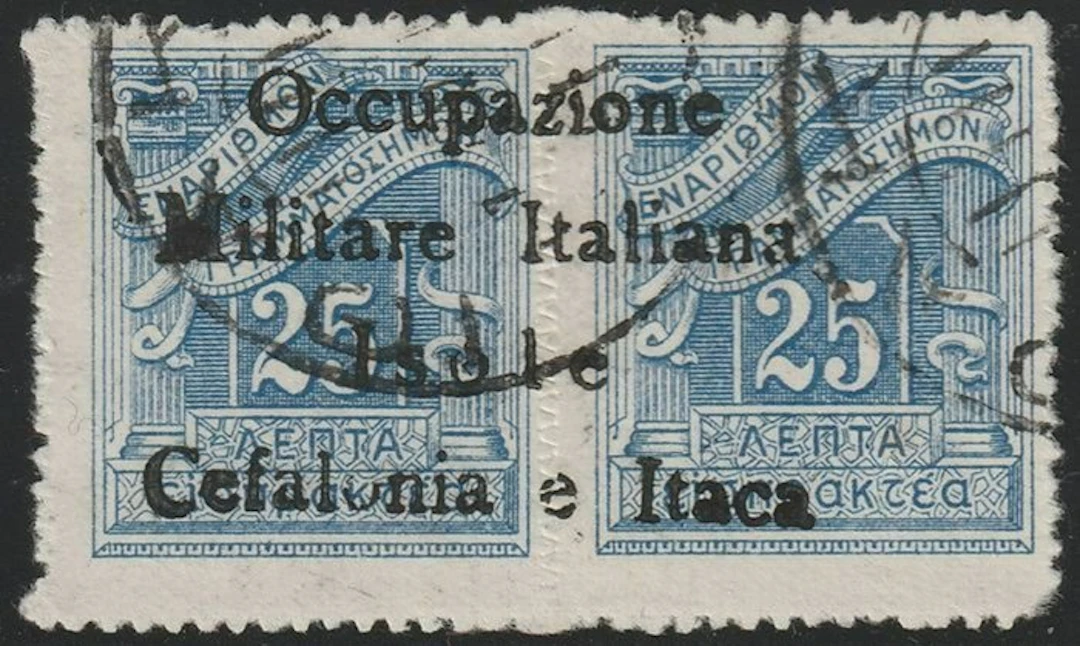 Occupazioni II GM - Issuance of Ithaca 1943 - Tax stamp 'O' uppercase