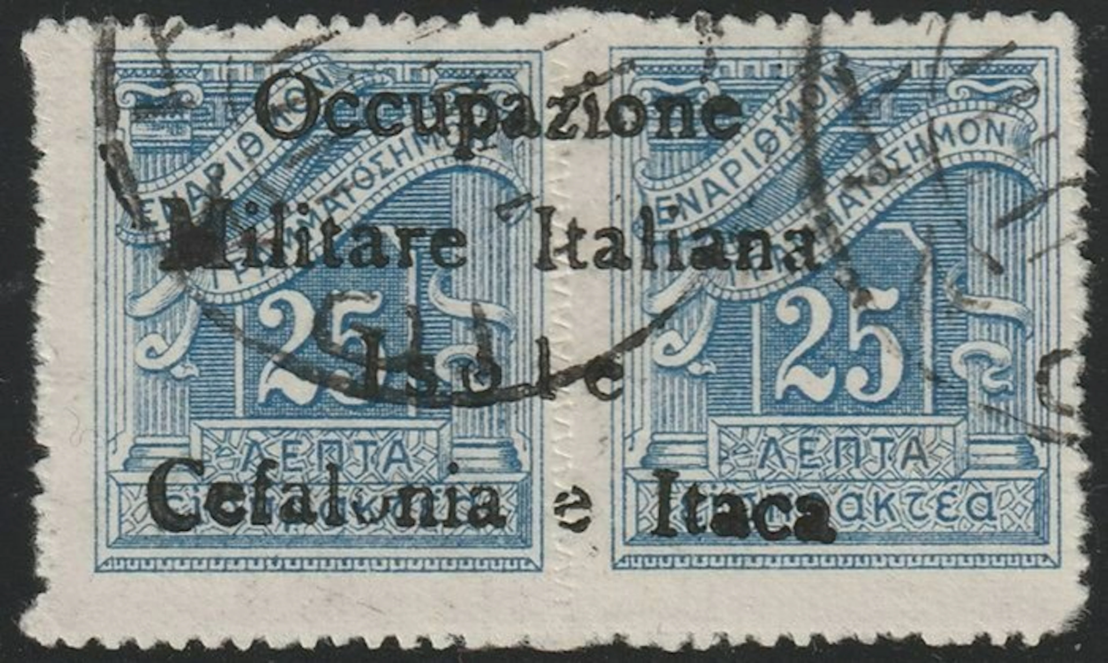 Occupazioni II GM - Issuance of Ithaca 1943 - Tax stamp 'O' uppercase
