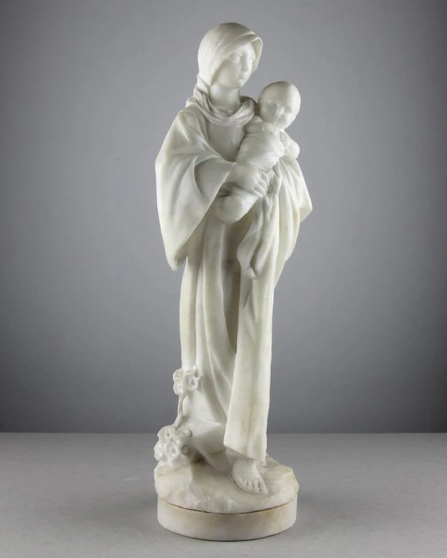 G. Gambogi - Statuette, Madonna and Child - 36 cm - Alabaster