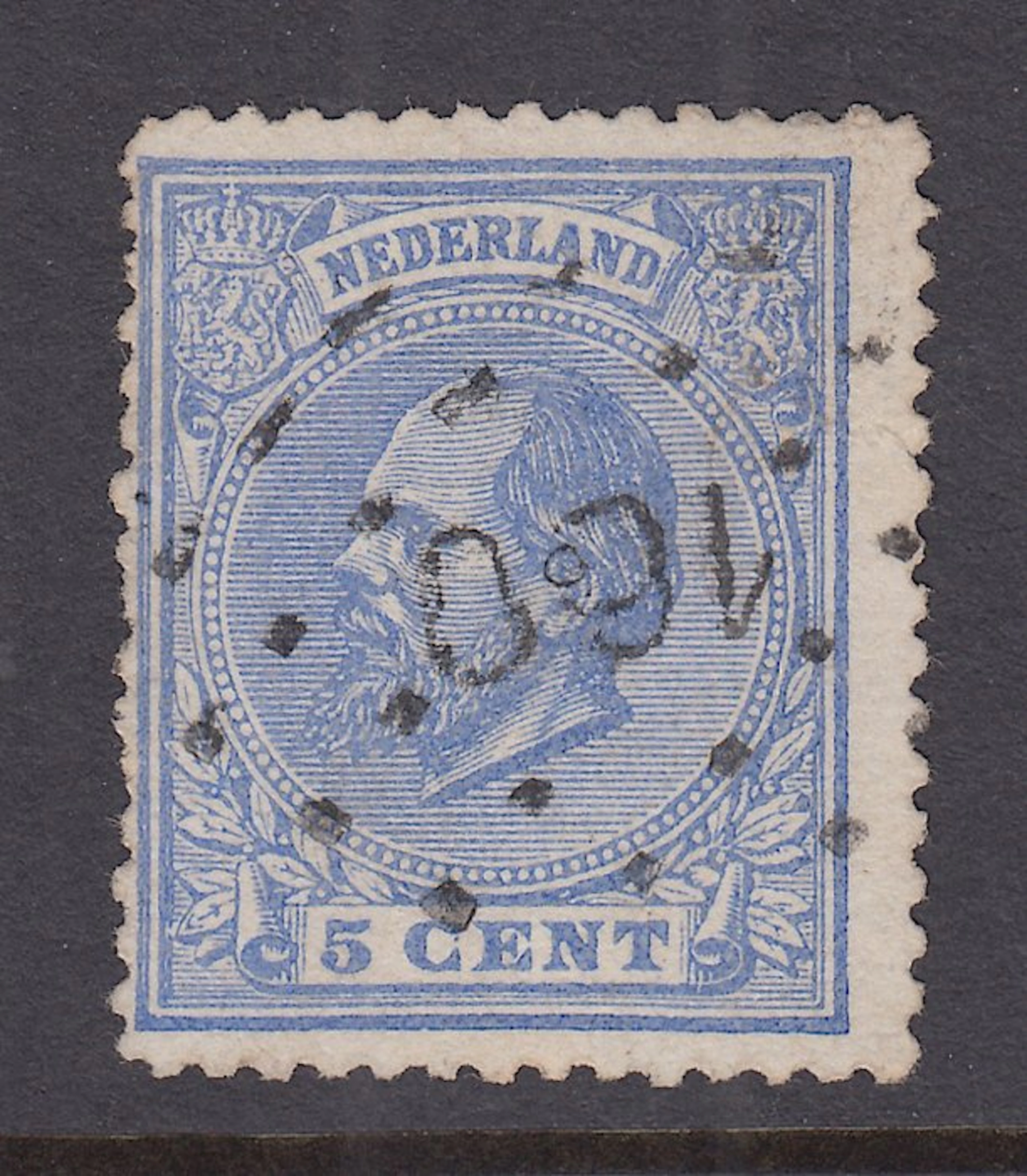 Netherlands 1872 - King William III, standing L14 small holes - NVPH 19A