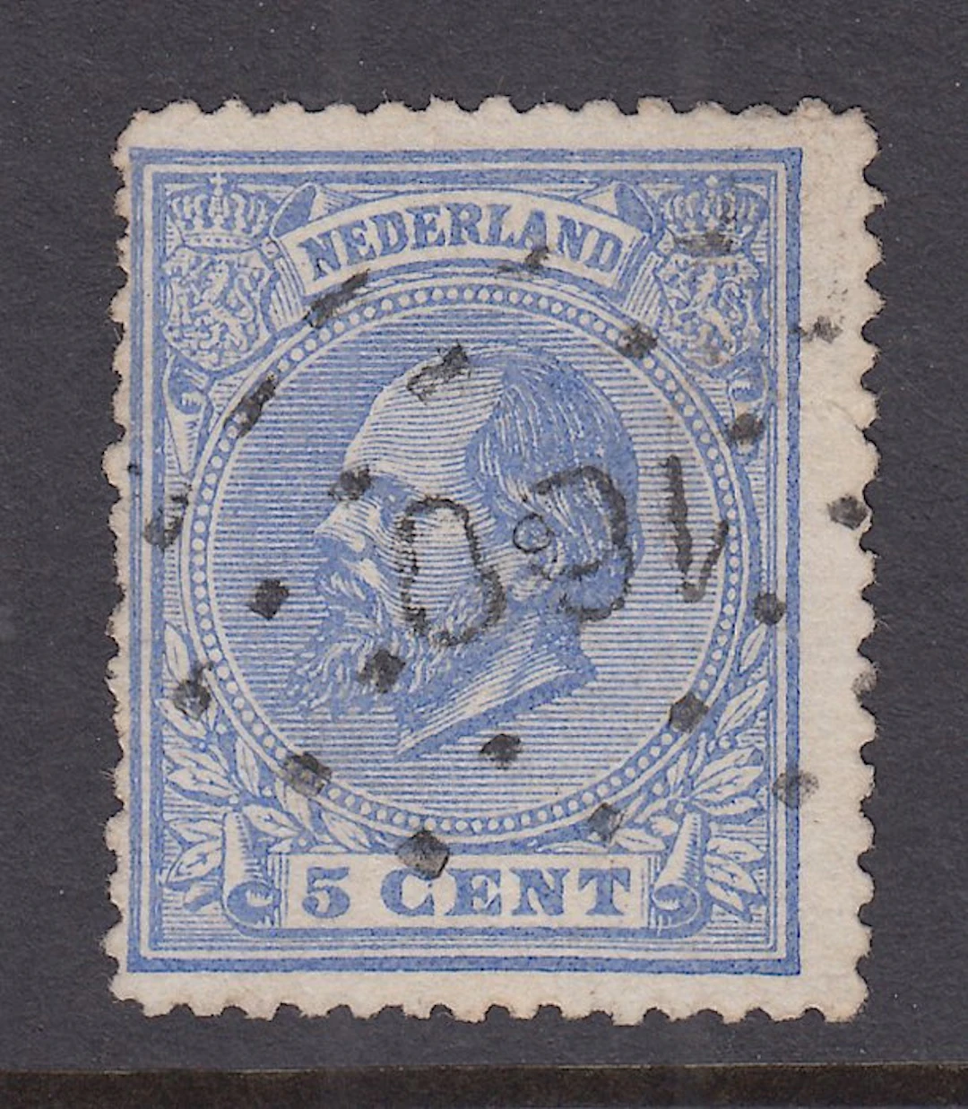 Netherlands 1872 - King William III, standing L14 small holes - NVPH 19A