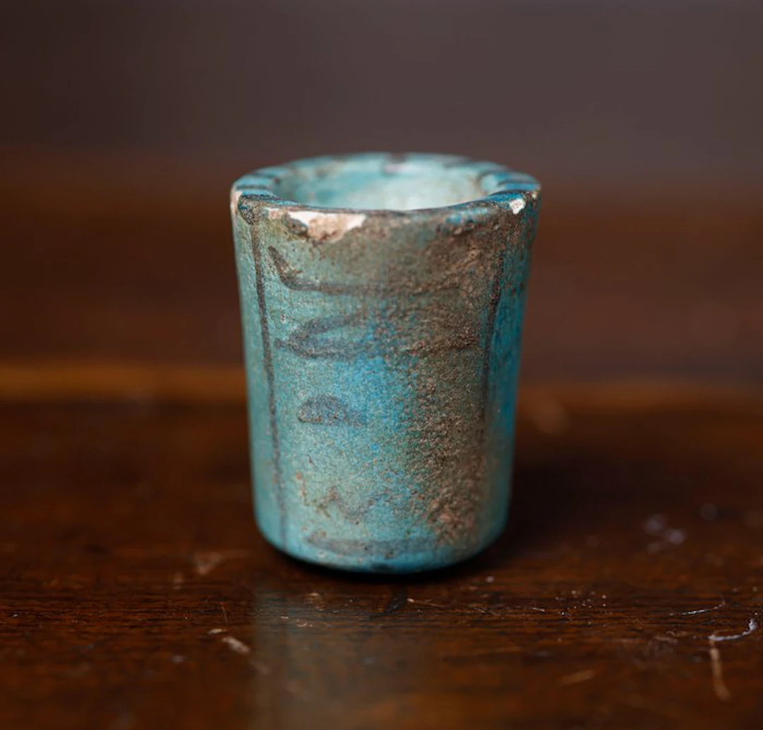 Ancient Egypt, vase for ointments with inscriptions - 4.5 cm