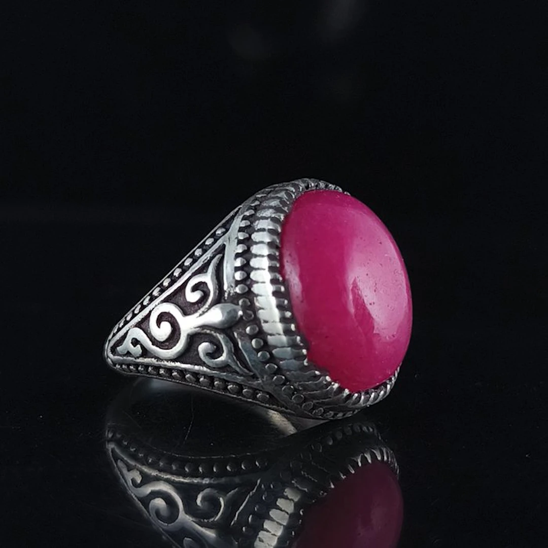 Ruby - Silver - Amulet ring