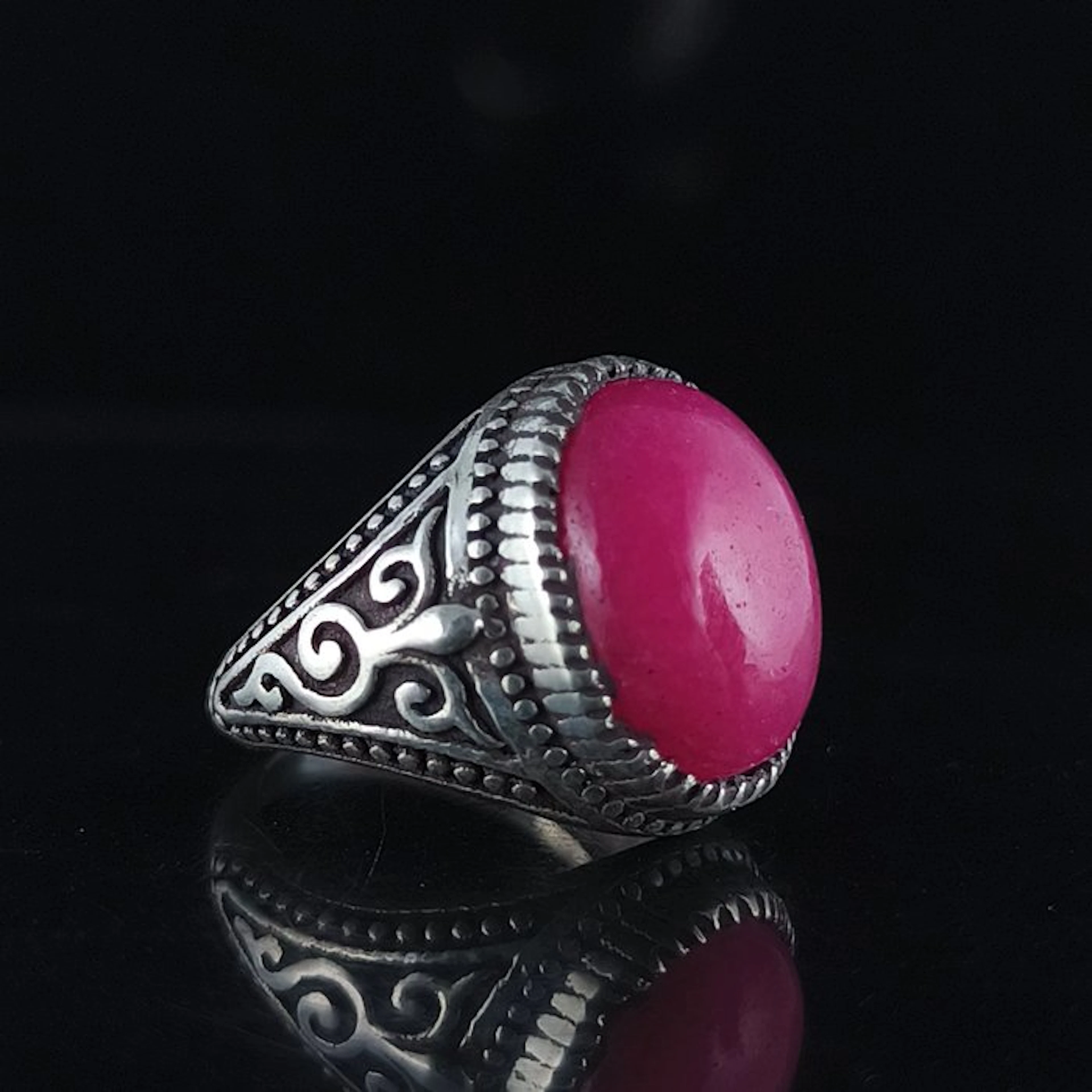 Ruby - Silver - Amulet ring