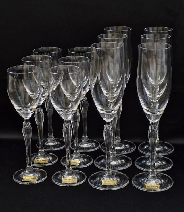 Inn Crystal - Drinking set for 6 (12) - Crystal - 6x Champagne and 6x liqueur