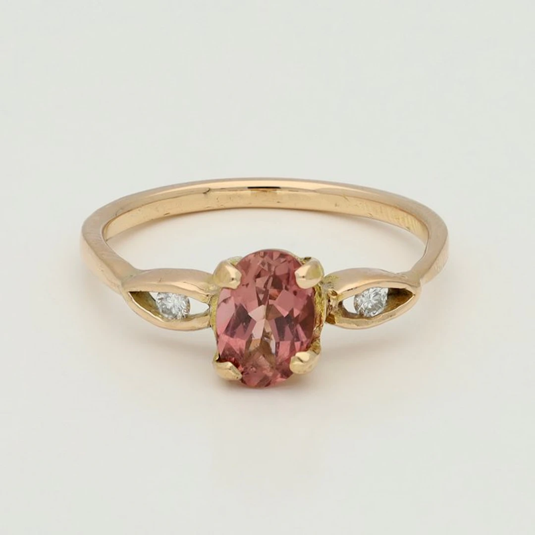 Ring - 18 kt. Rose gold Tourmaline - Diamond