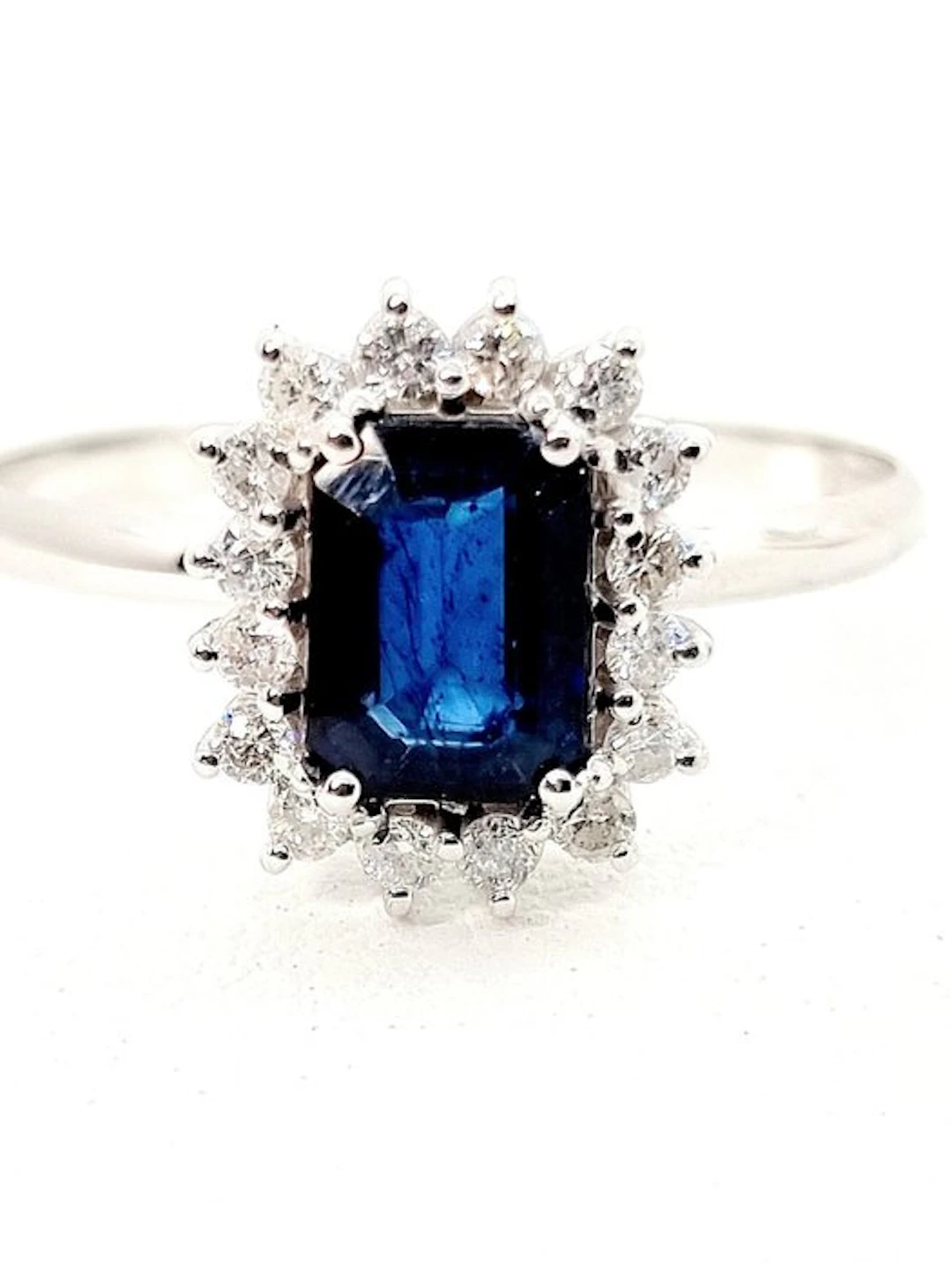 Ring - 18 kt. White gold Sapphire - Diamond