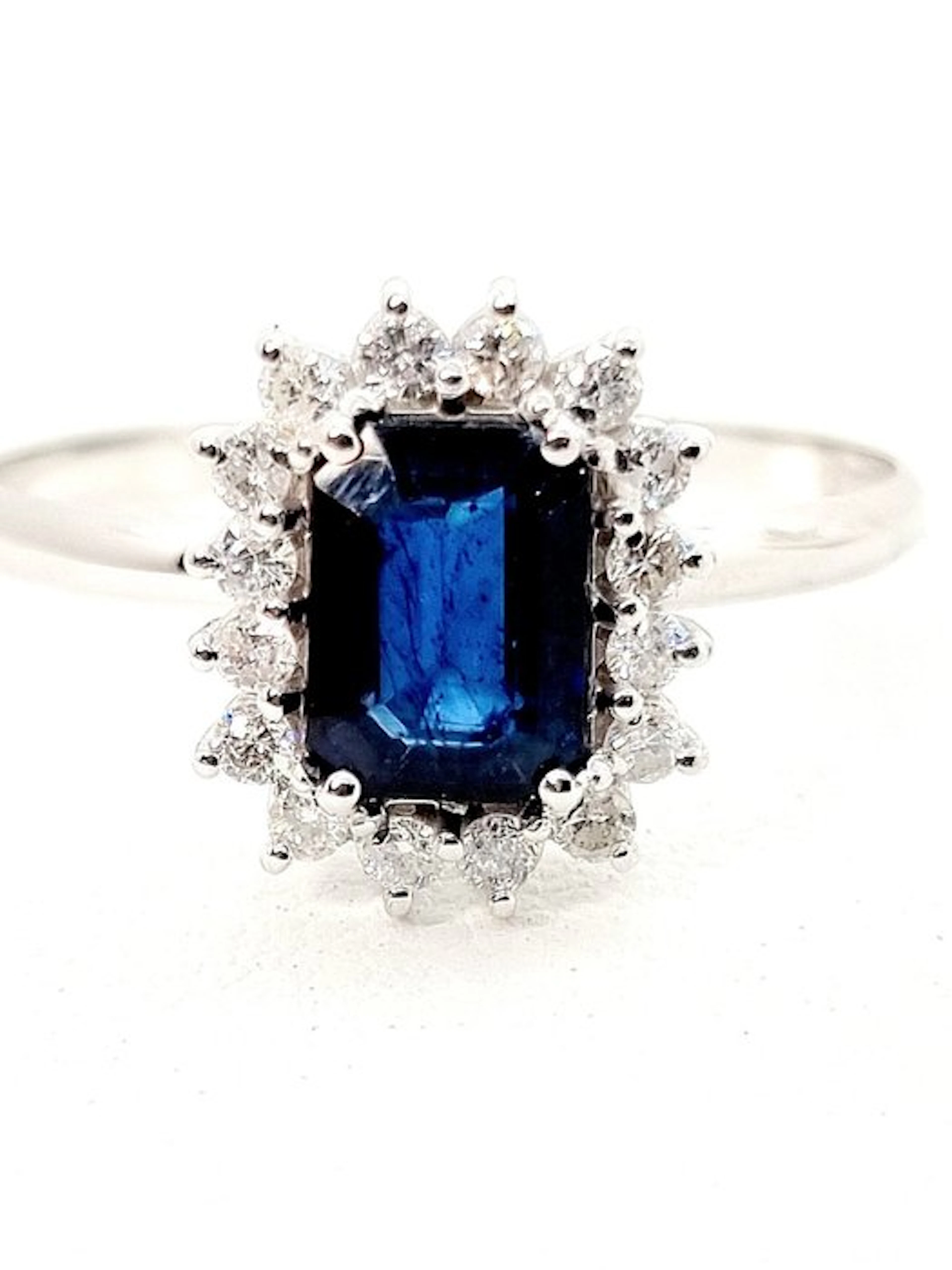 Ring - 18 kt. White gold Sapphire - Diamond