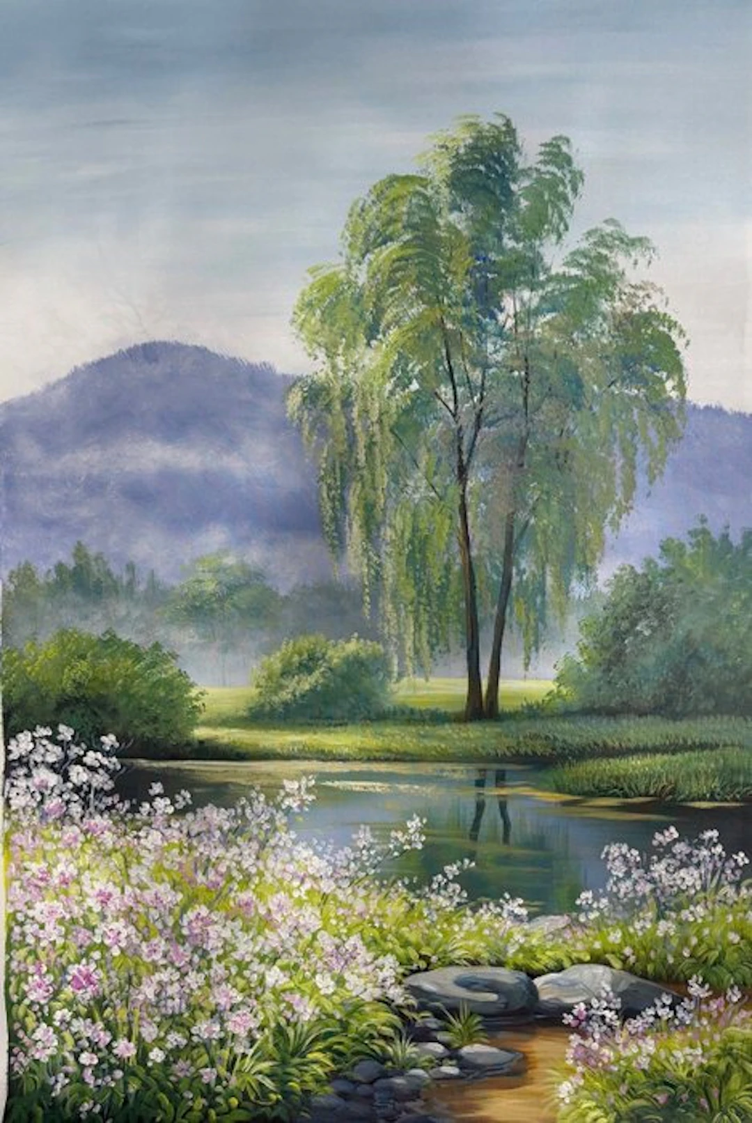 Hung Richard (1966) - Matinée au bord de l'eau ↑120 →80 cm → No Reserve ✓