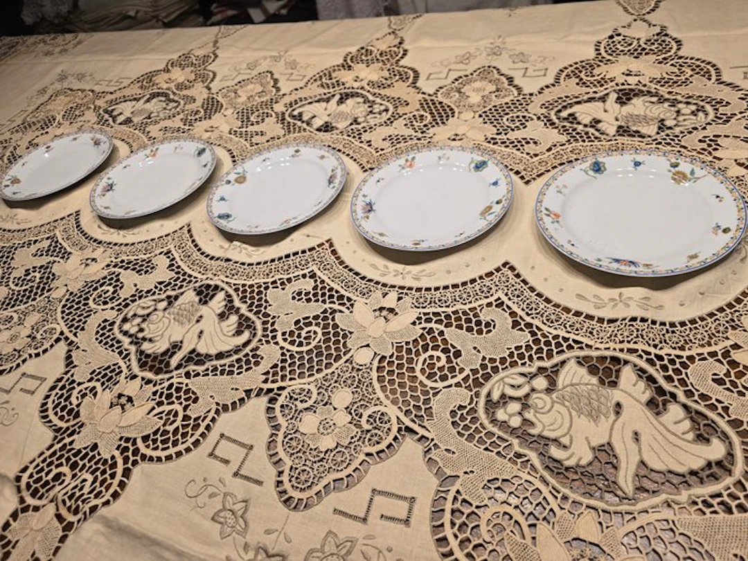 Tablecloth (13) - 260 cm - 163 cm - Ancient trousseaus