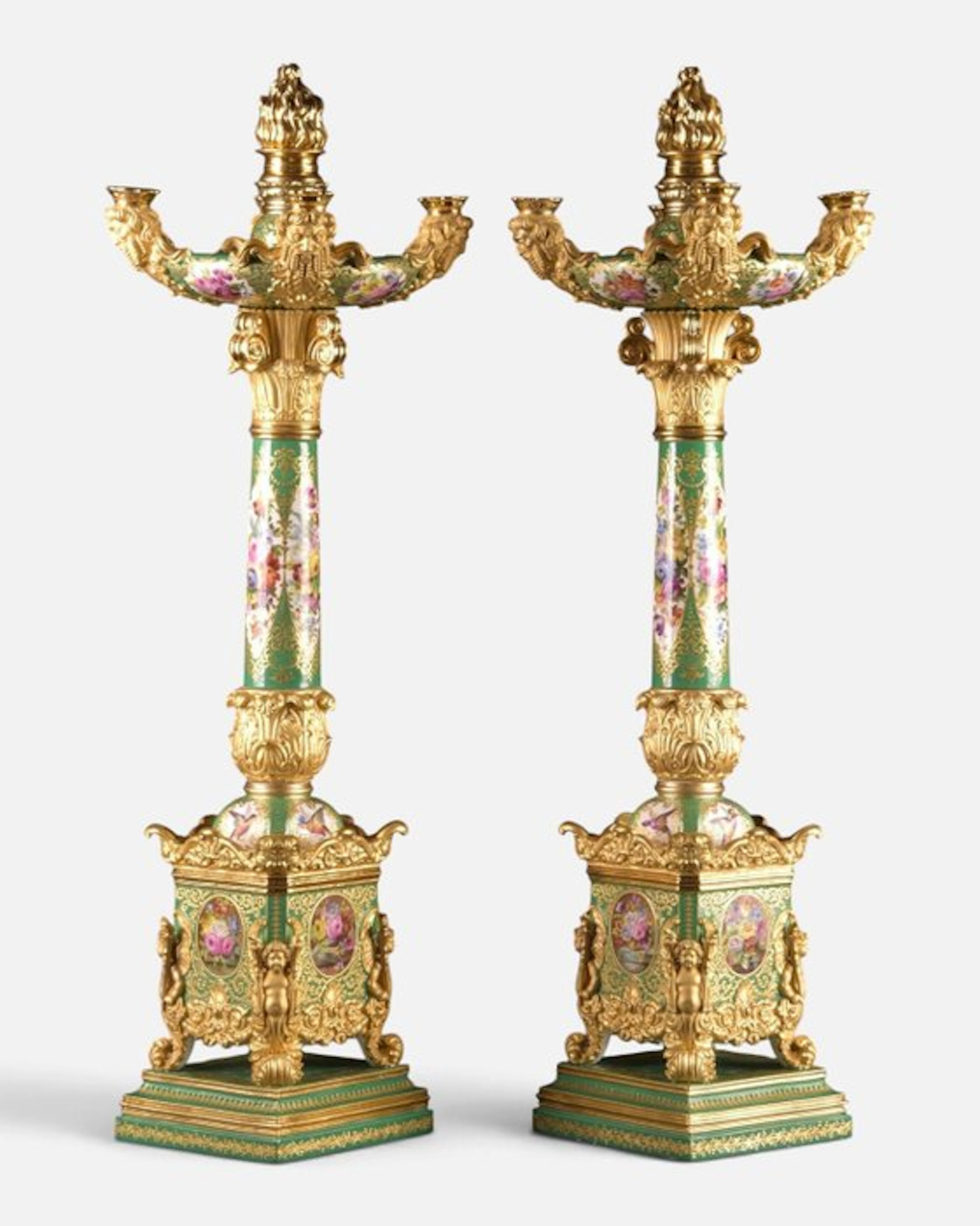 Jacob Petit (1796-1868) - Paar monumentale verguld...
