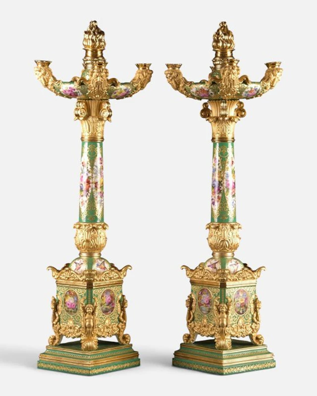 Jacob Petit (1796-1868) - Paar monumentale verguld...