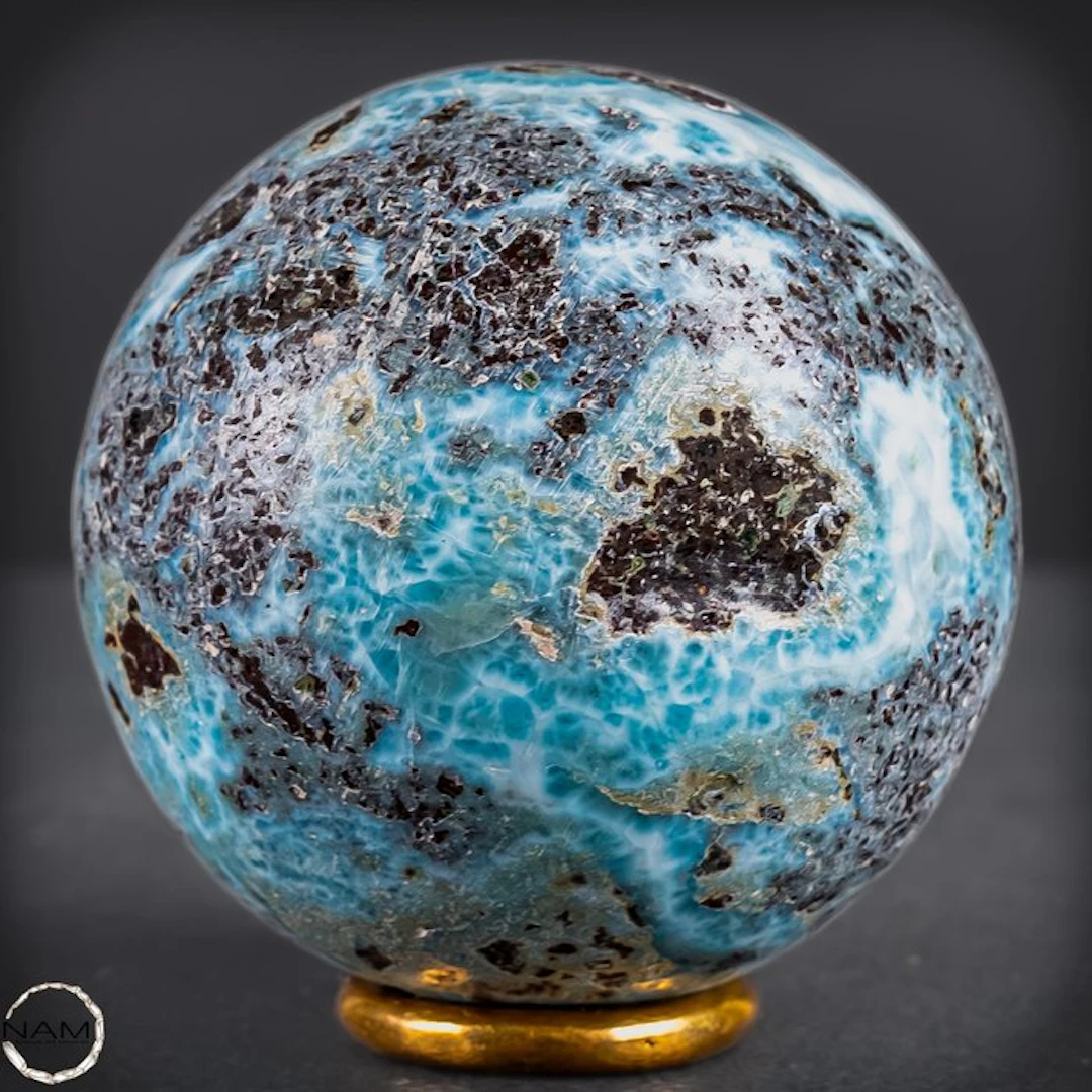 Natural Larimar sphere – rare Caribbean beauty from the...