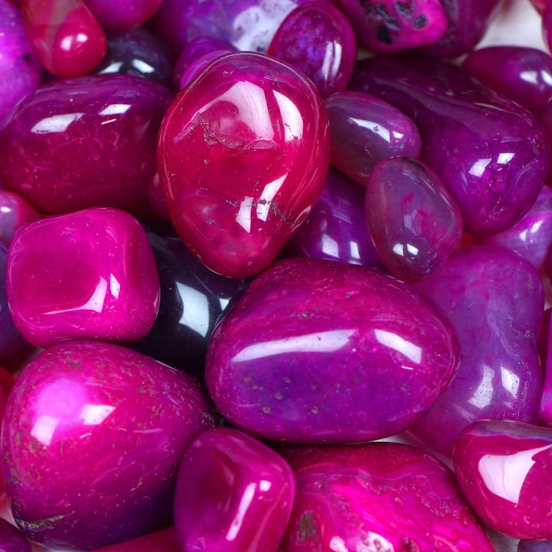 No Reserve - Vivid Pink Agate - Tumbled Stones - XL Wholesale Lot- 1 kg