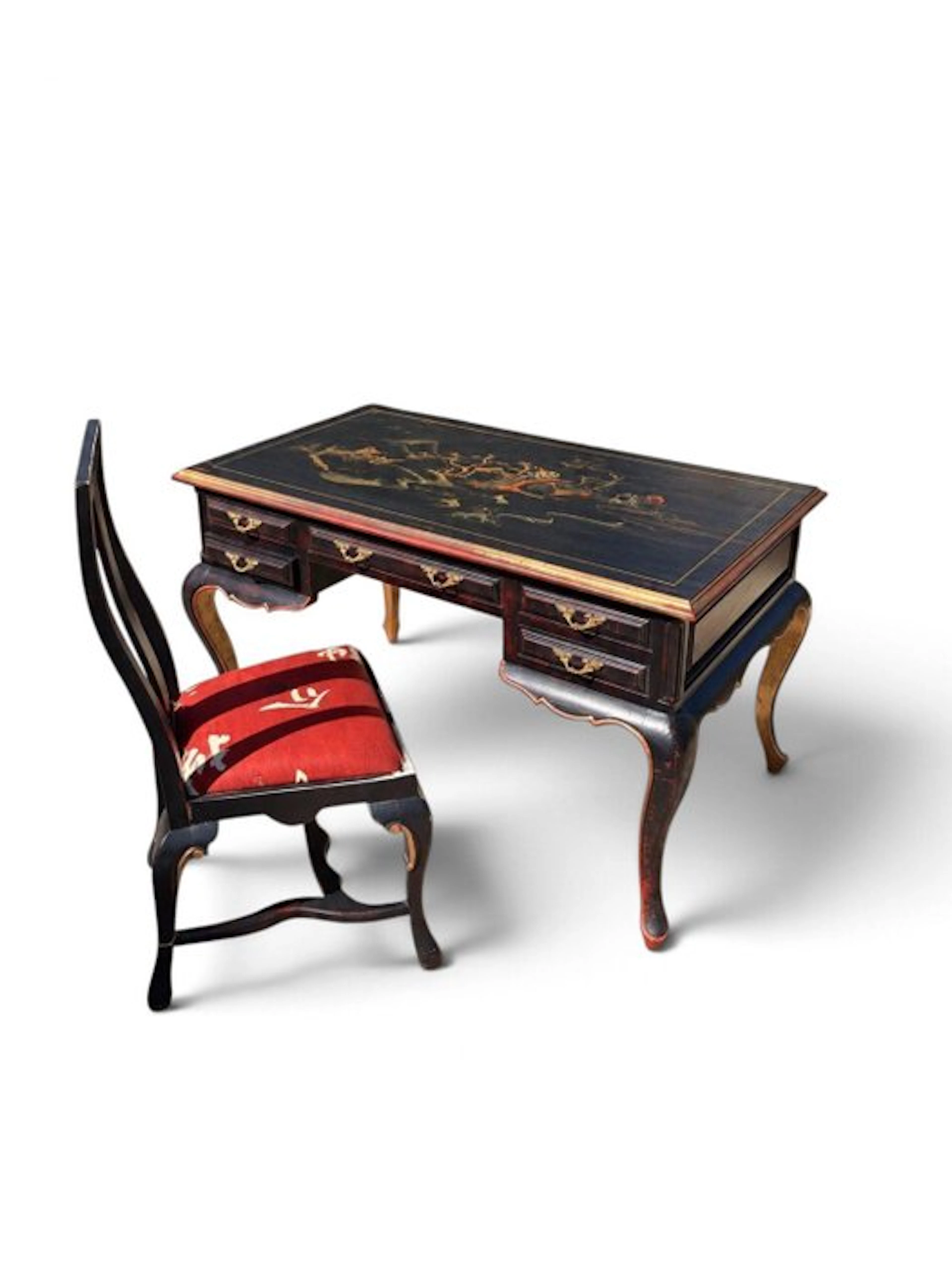 Writing desk (2) - Wood - Chinoiserie Writing Desk