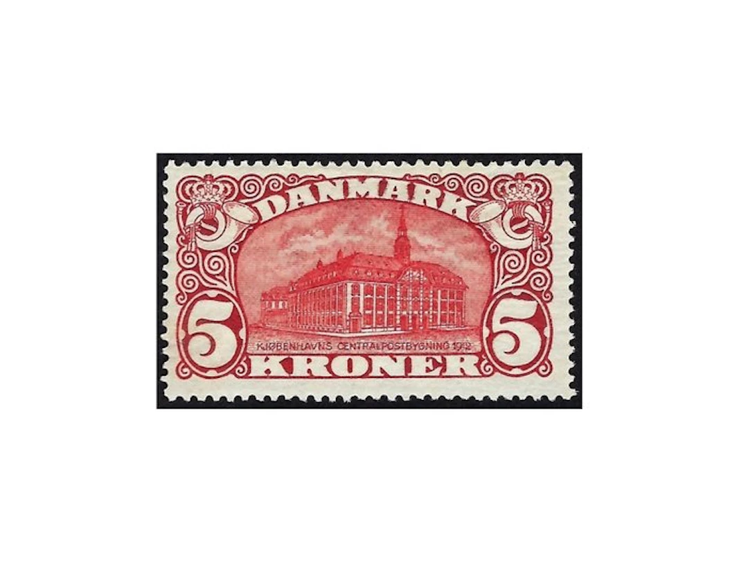 Denmark 1915 - Post office building - 5 Kr Carmine - Nº 84