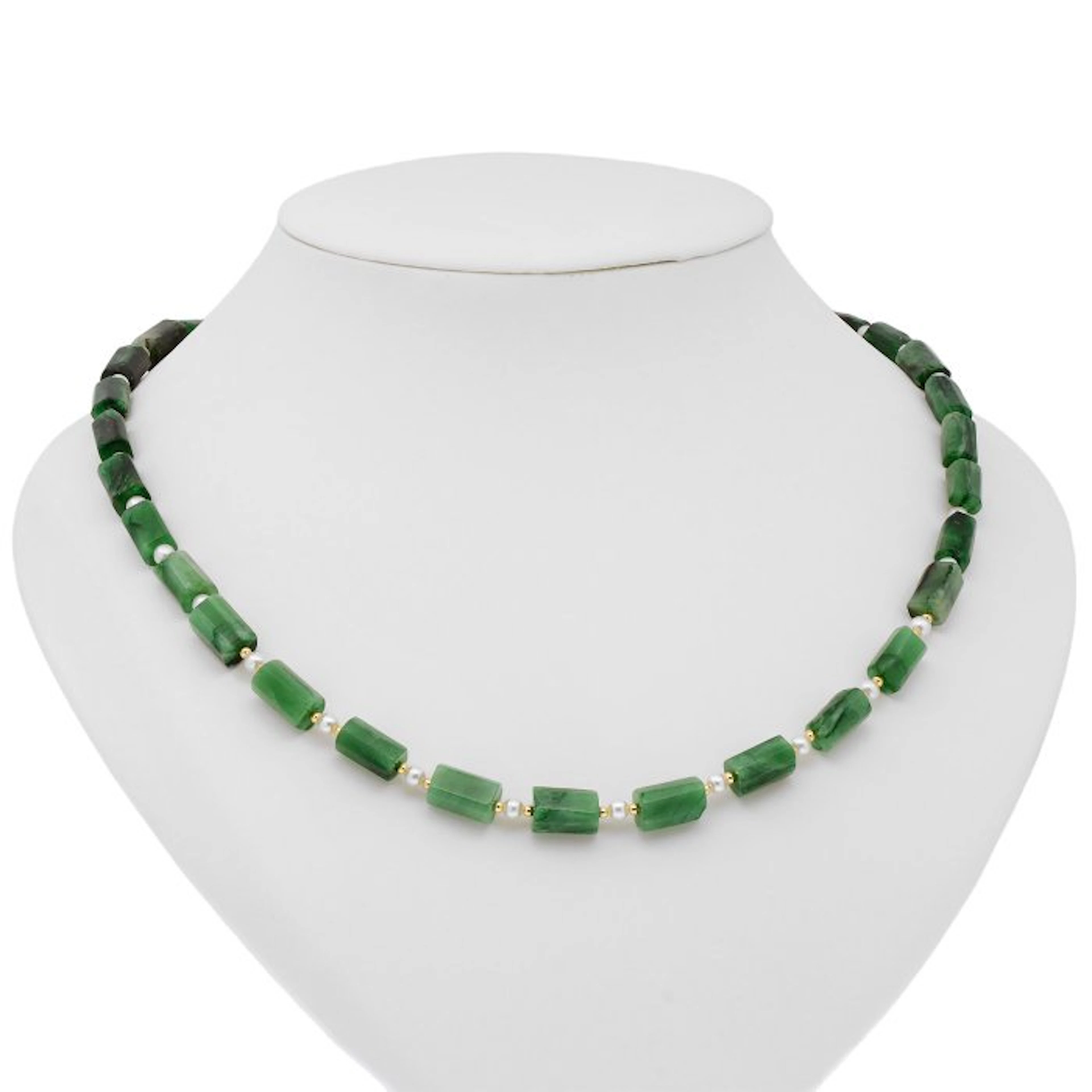 No reserve price - Necklace - 18 kt. Yellow gold Pearl - Emerald
