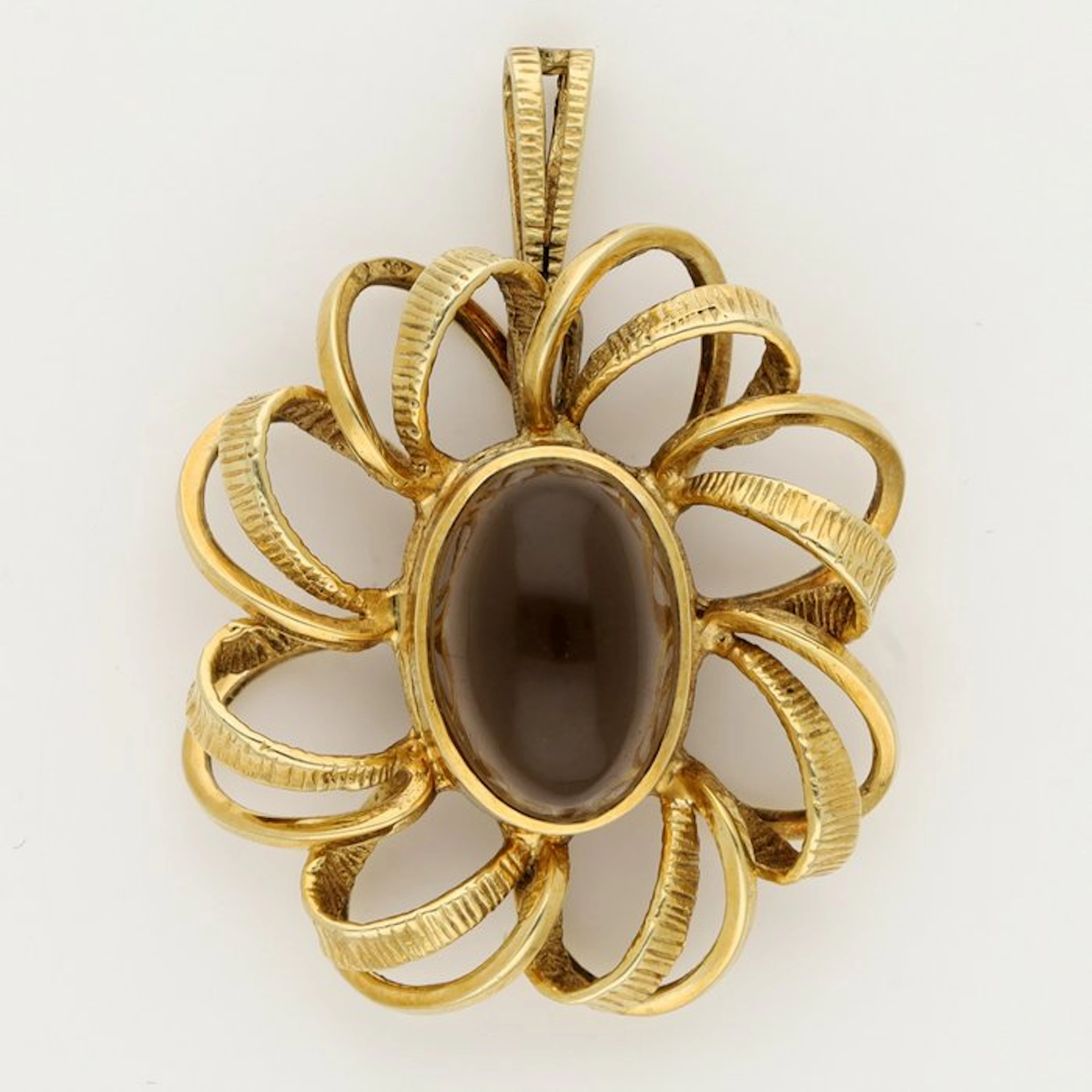 Pendant - 14 kt. Yellow gold - Smoky quartz