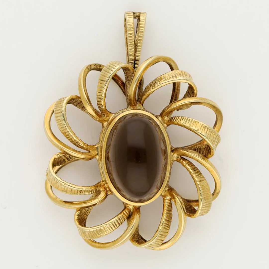 Pendant - 14 kt. Yellow gold - Smoky quartz