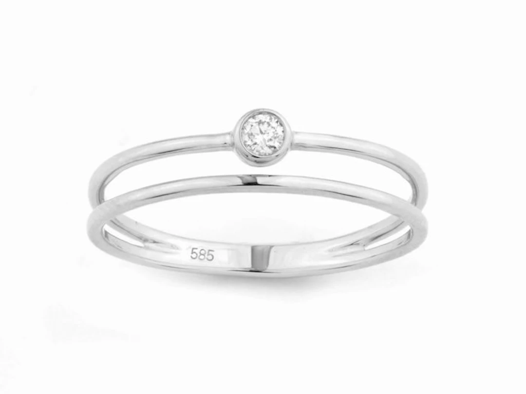 No reserve price - Ring - 14 kt. White gold - 0.06ct. tw. Diamond (Natural)