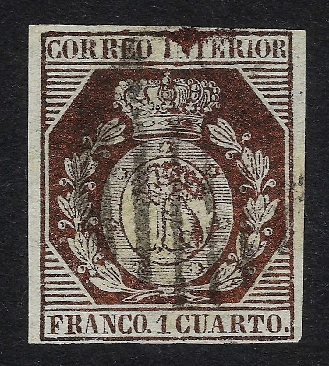 Spain 1853 - Escudo de Madrid 1c Correo Interior con...