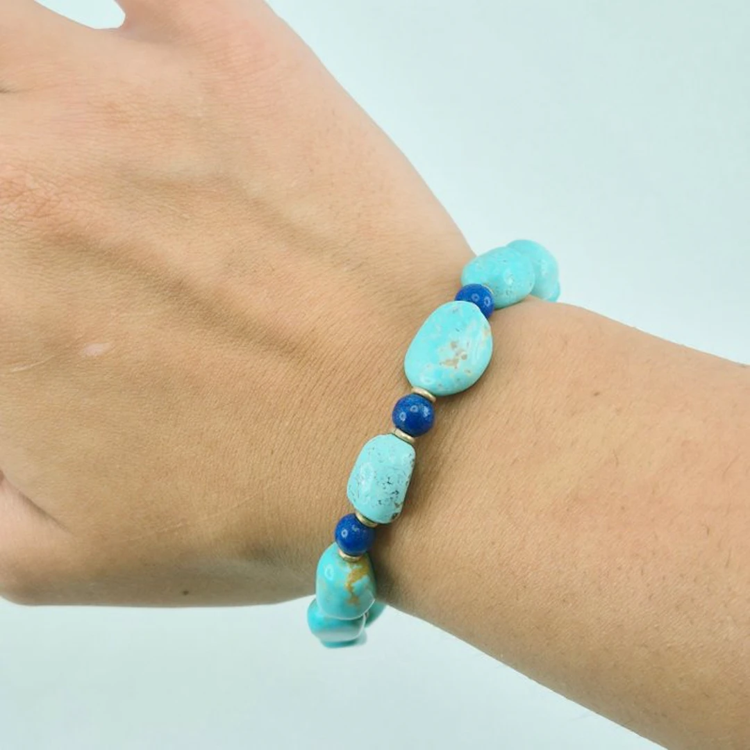 Turquoise - Silver, Gold-plated - Bracelet - AMERICAN TURQUOISE