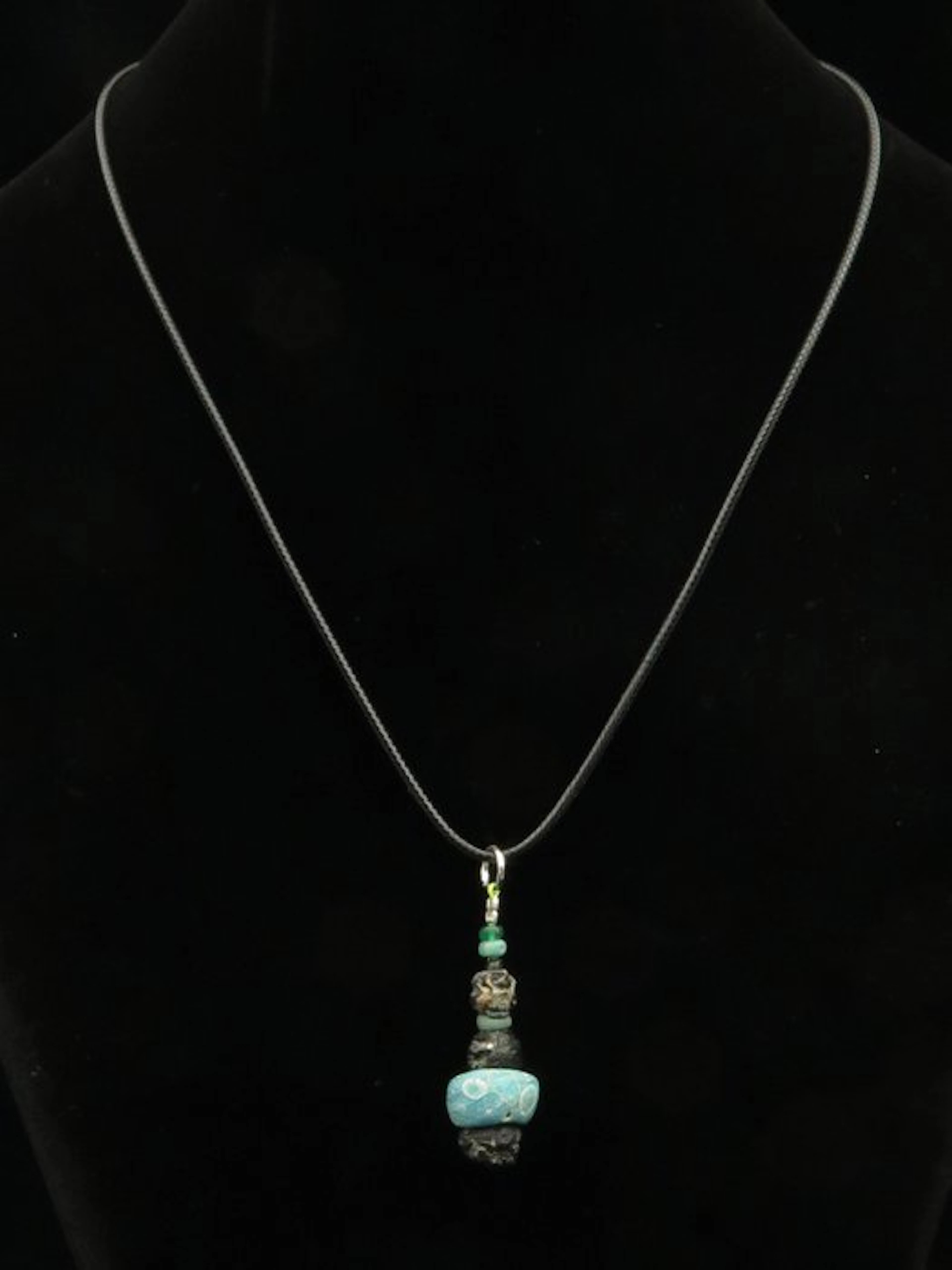 Ancient Roman decorative Glass beads on Leather Necklace...