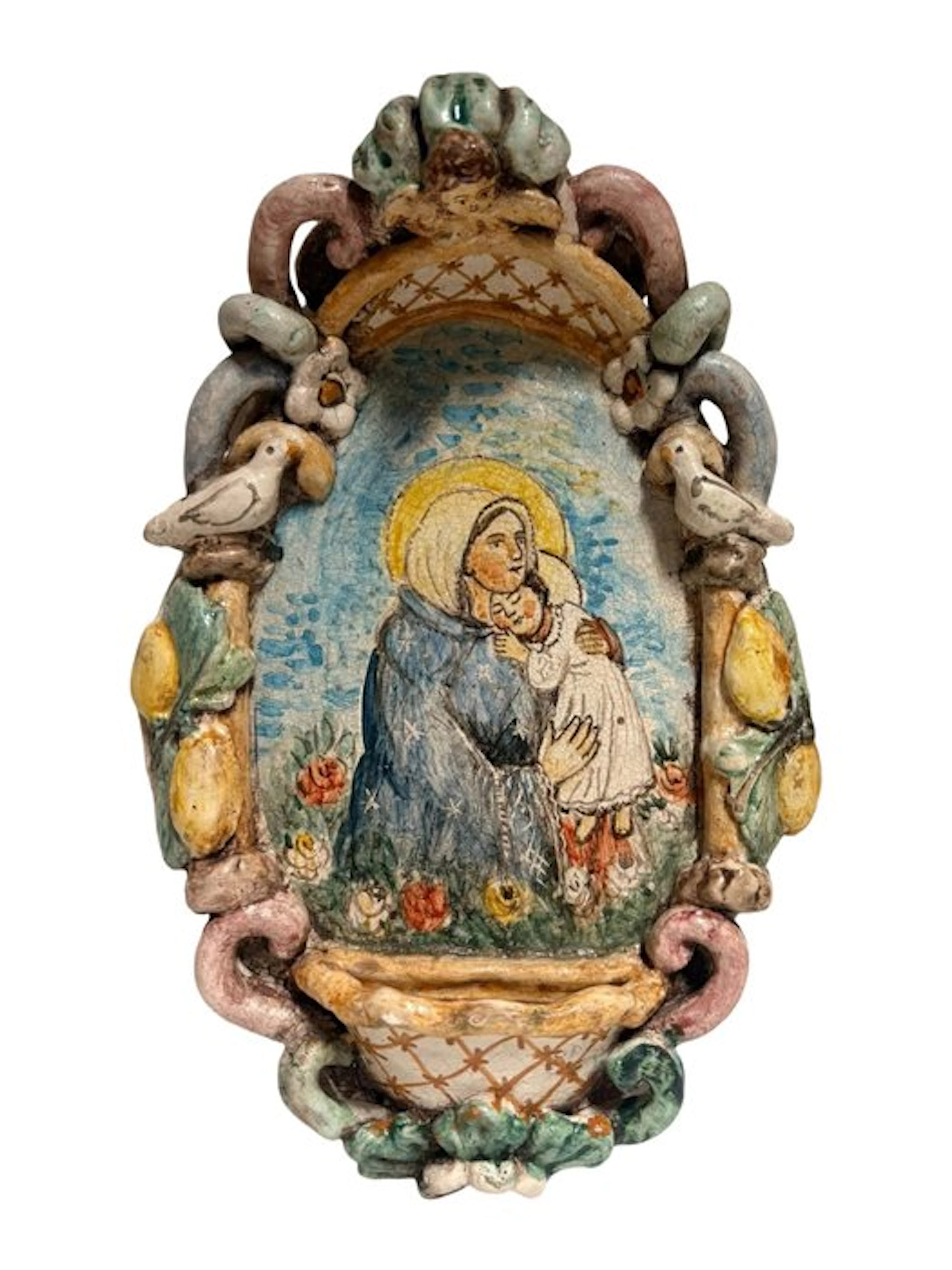 Holy water font - the 20th century - Madonna with Child - 29 cm