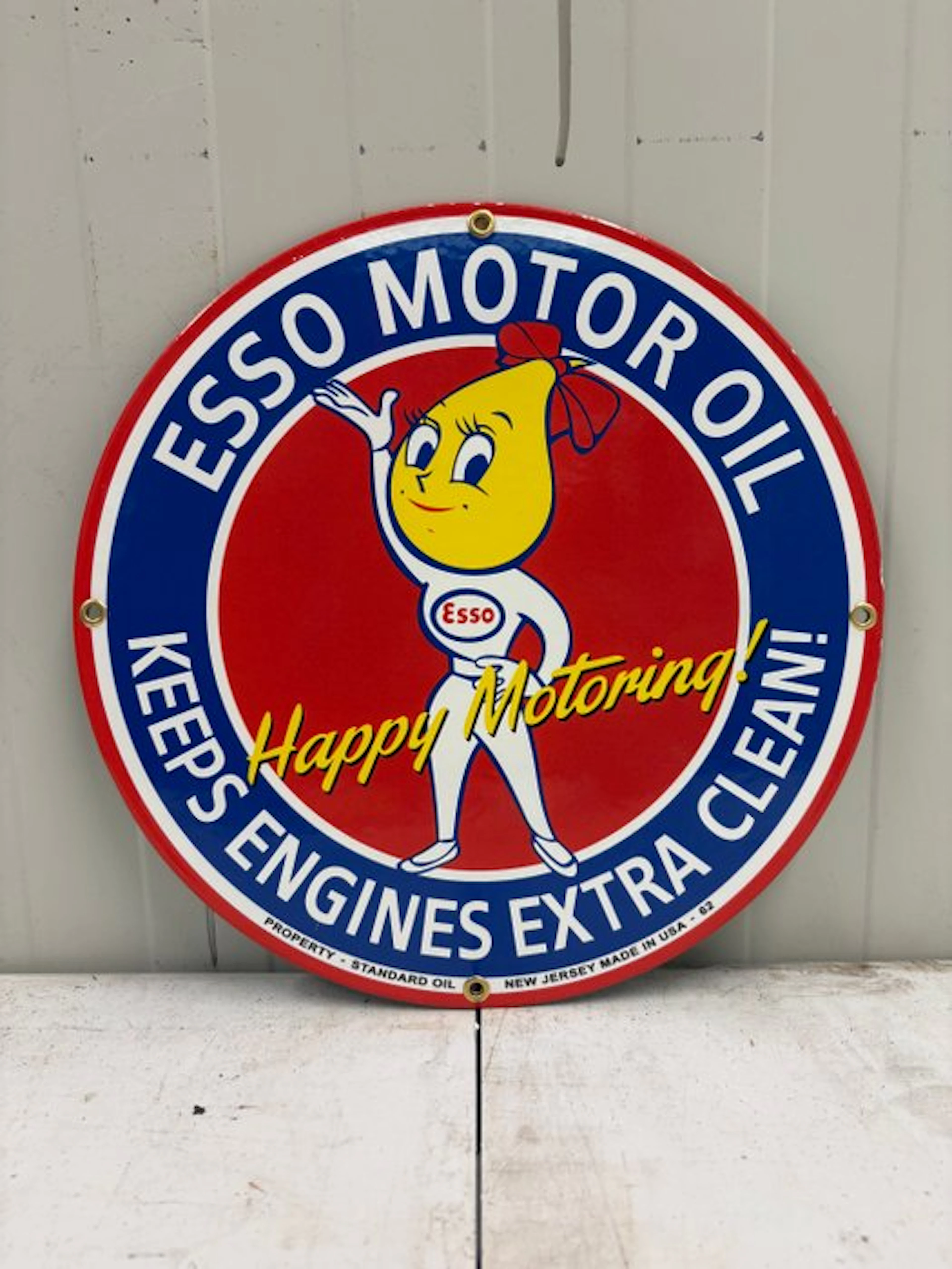 Esso Motor Oil – Happy Motoring – Emaille Reclamebord –...