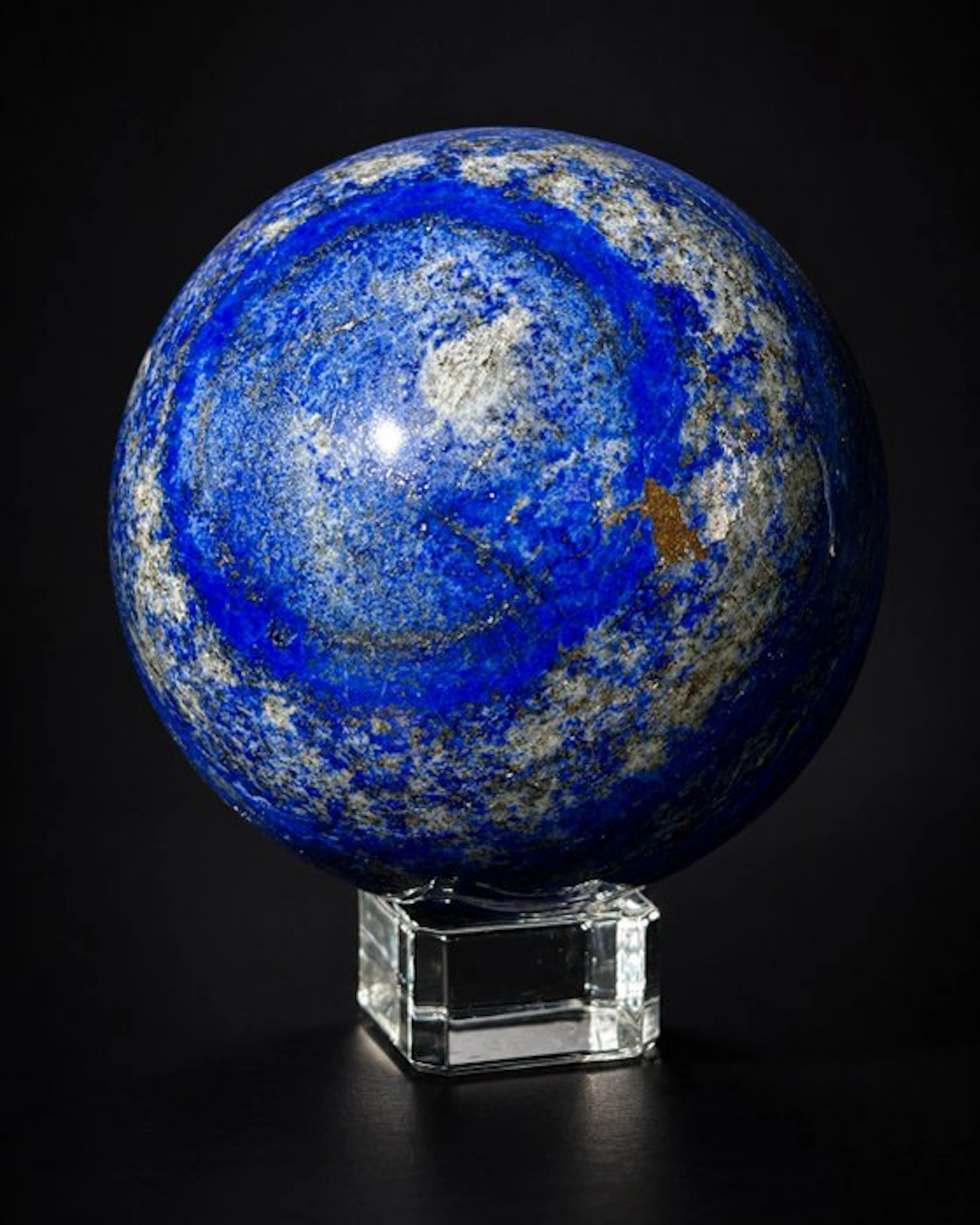 Lapis Lazuli Sphere - Ø 105mm - Intense Blue - Pyrit and...