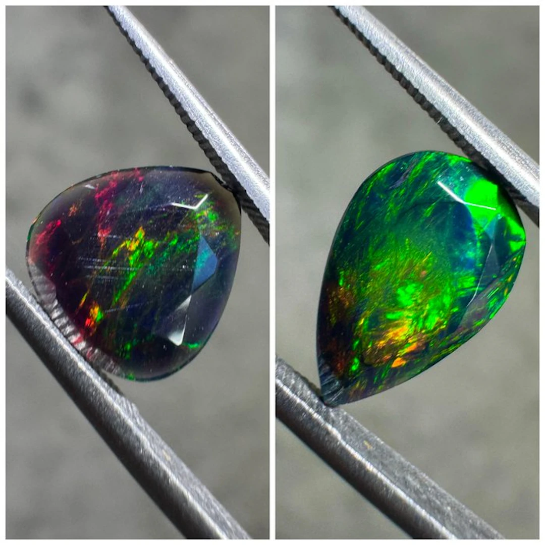Lot of 2 Ethiopian faceted black opals