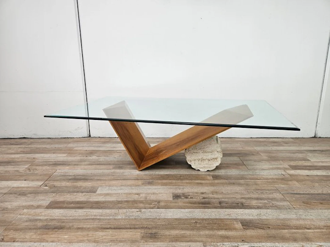 Cattelan Italia - Valentino - Centre table - Travertine, Wood, Glass