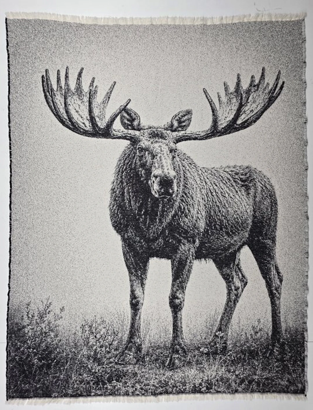 Exclusive tapestry with a moose in cotton jacquard - 180x140 cm - classy throw