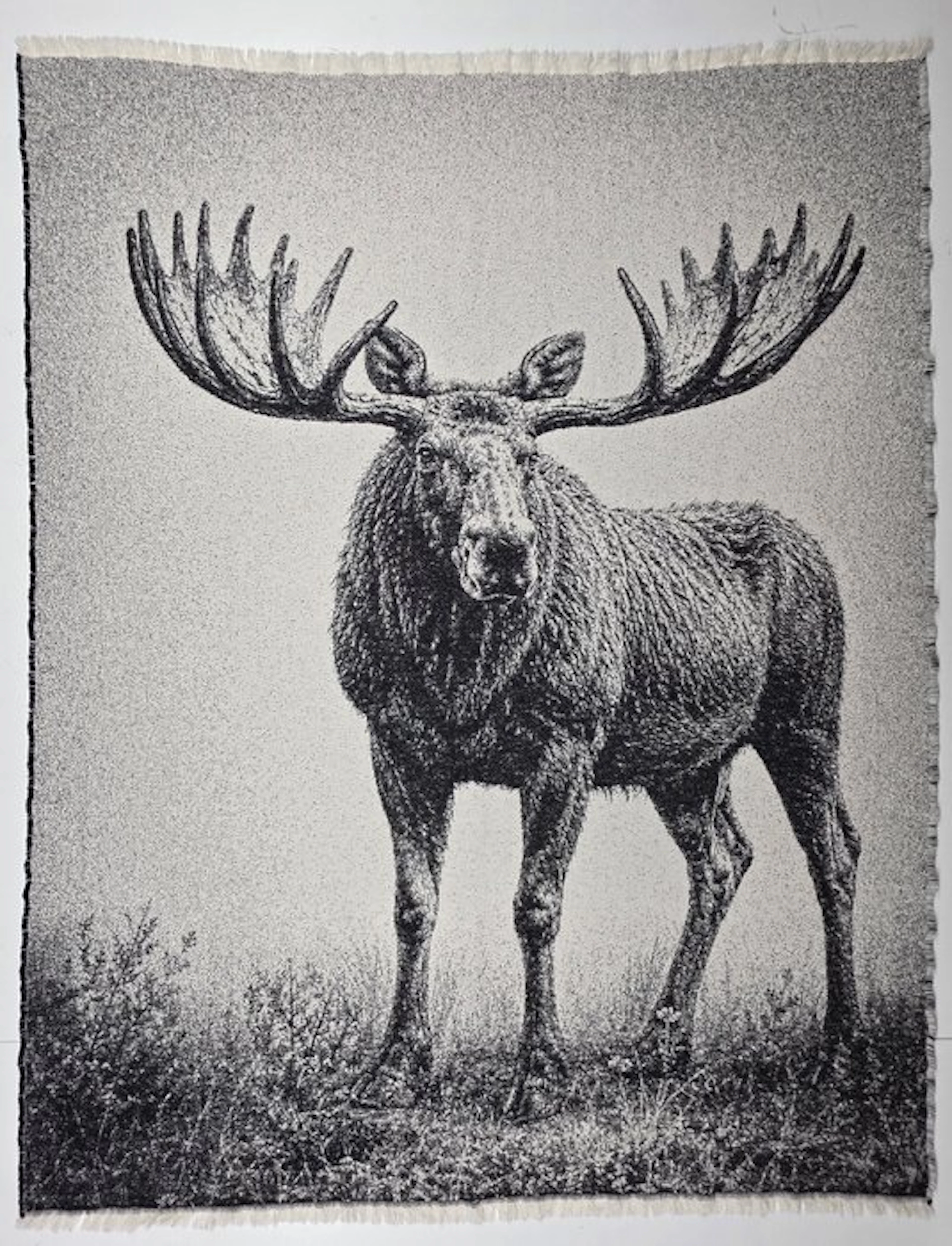 Exclusive tapestry with a moose in cotton jacquard - 180x140 cm - classy throw