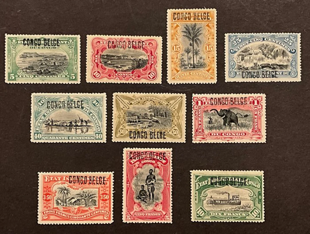Belgian Congo 1923 - Mols issue with overprint handstamp...