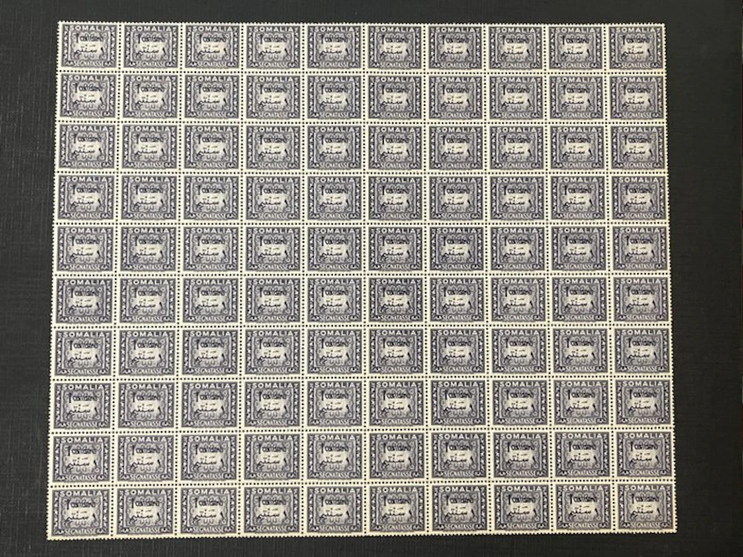 Italy 1950 - Sonalia AFIS 1-cent overprinted stamps