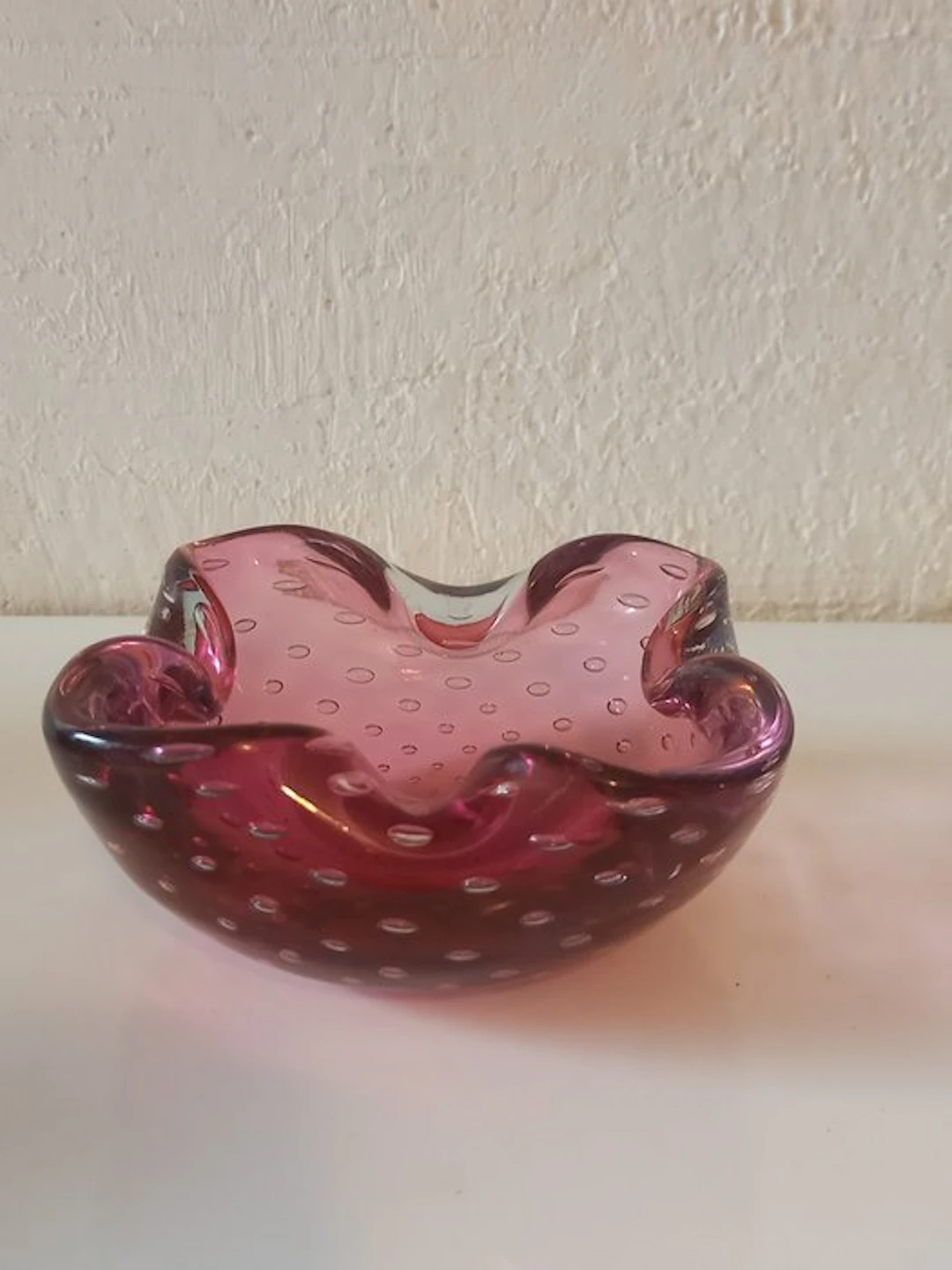 Vide poche - Murano - Rose fuchsia - Italy - Superb bubbled ashtray