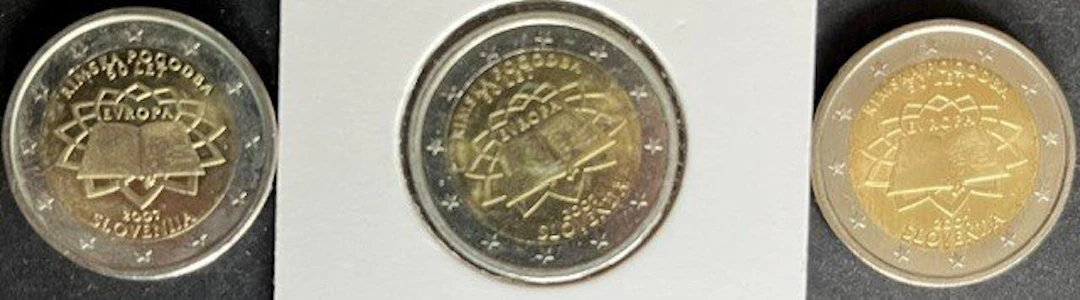 Slovenia. 2 Euro 2007 "Verdrag van Rome" (3 stuks) (No reserve price)