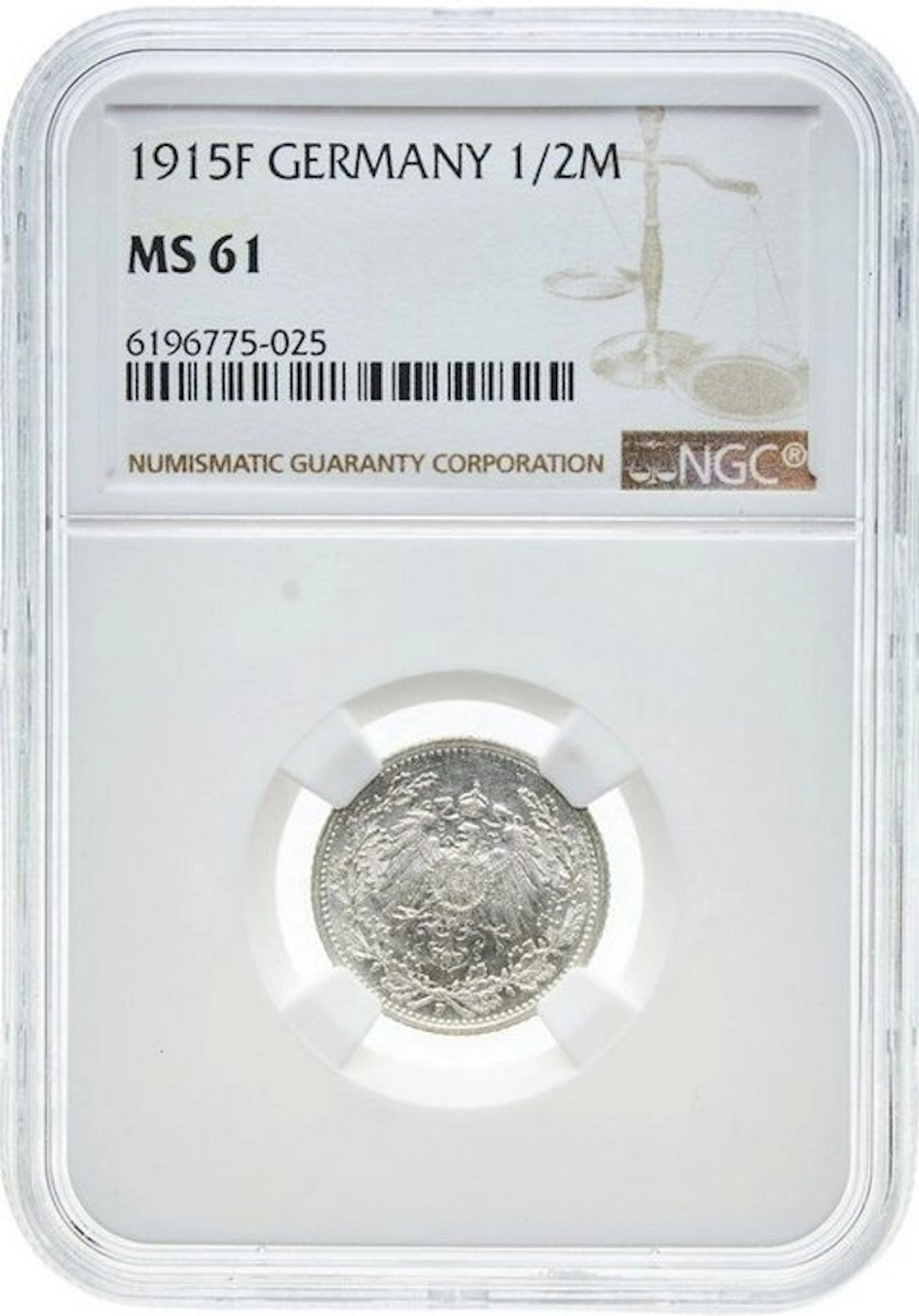 Germany, Empire Wilhelm II. 1/2 Mark 1915 - NGC MS61 (Stuttgart)