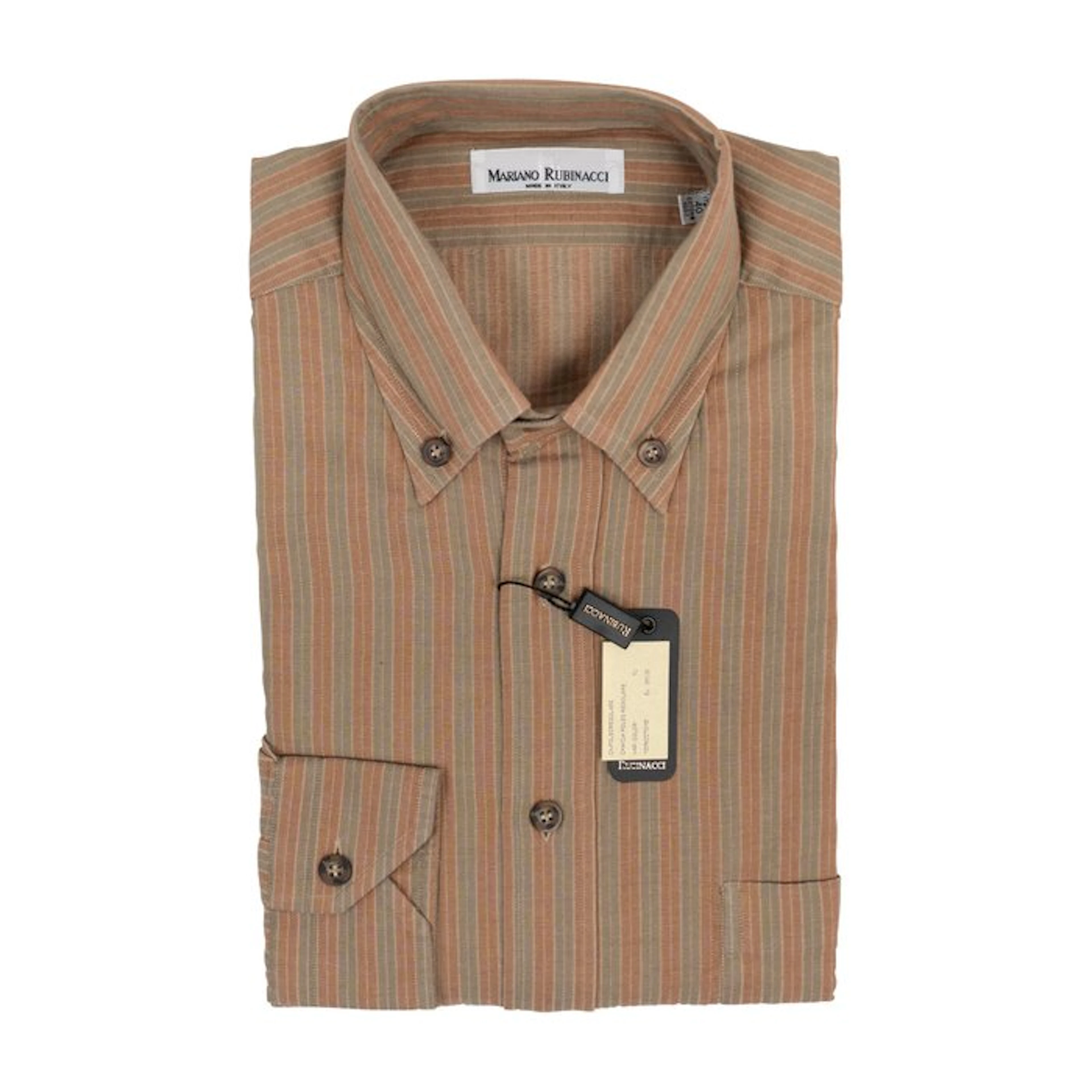RUBINACCI NAPOLI - Size 15.75 - 40 - Brown Shirt Striped...