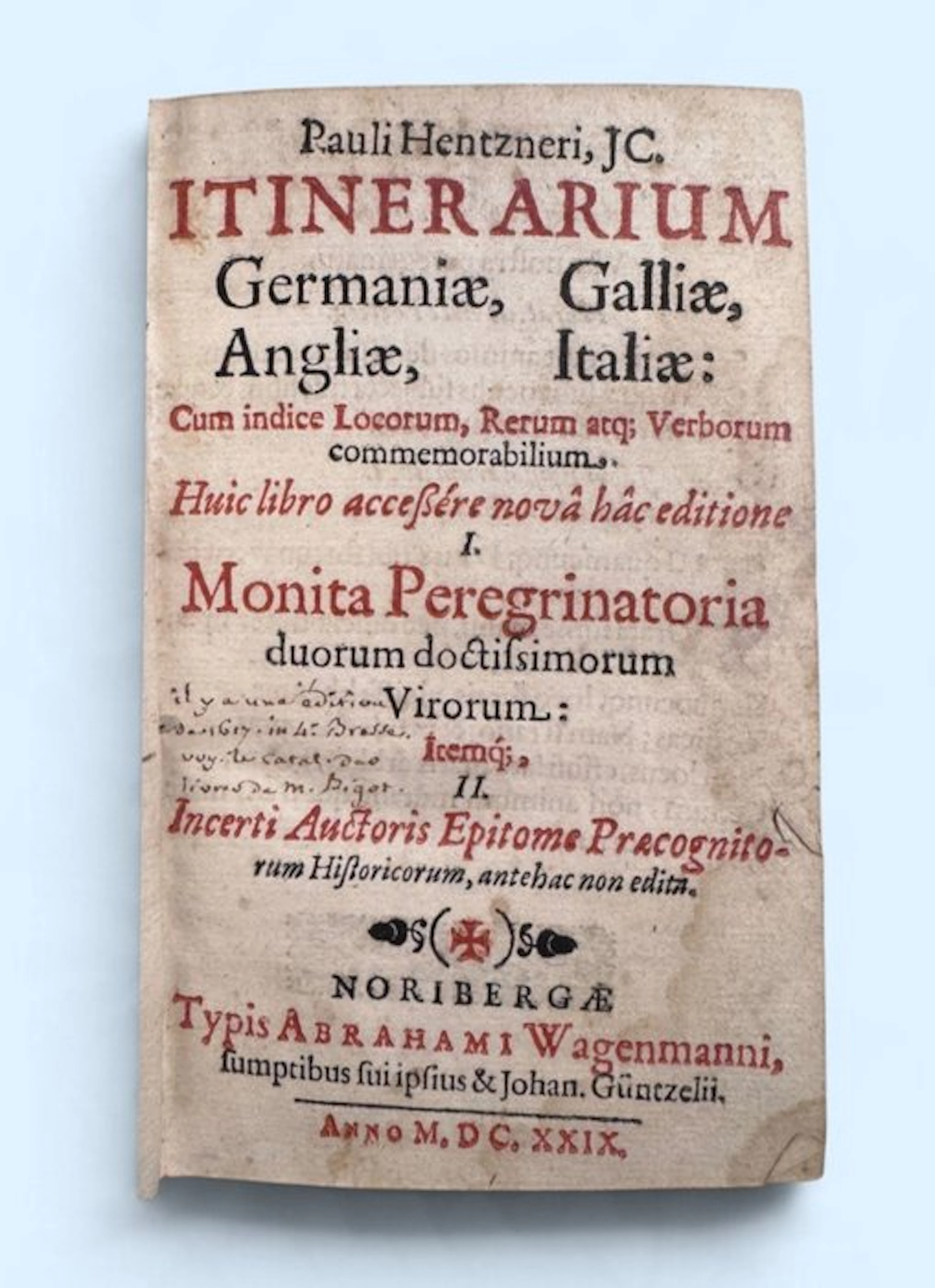 Pauli, J.C. Hentzneri - Itinerarium Germaniae, Galliae, Angliae, Italiae: