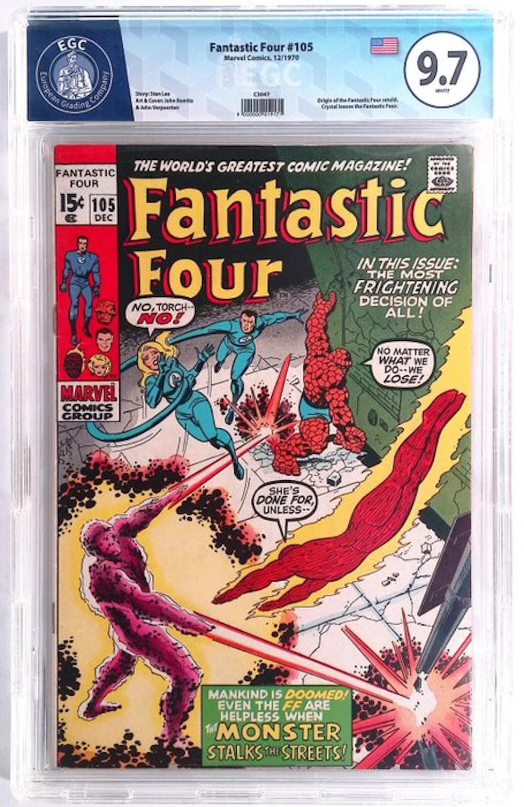 Fantastic Four #105 - EGC 9.7 - 1 Graded comic - First edition - 1970