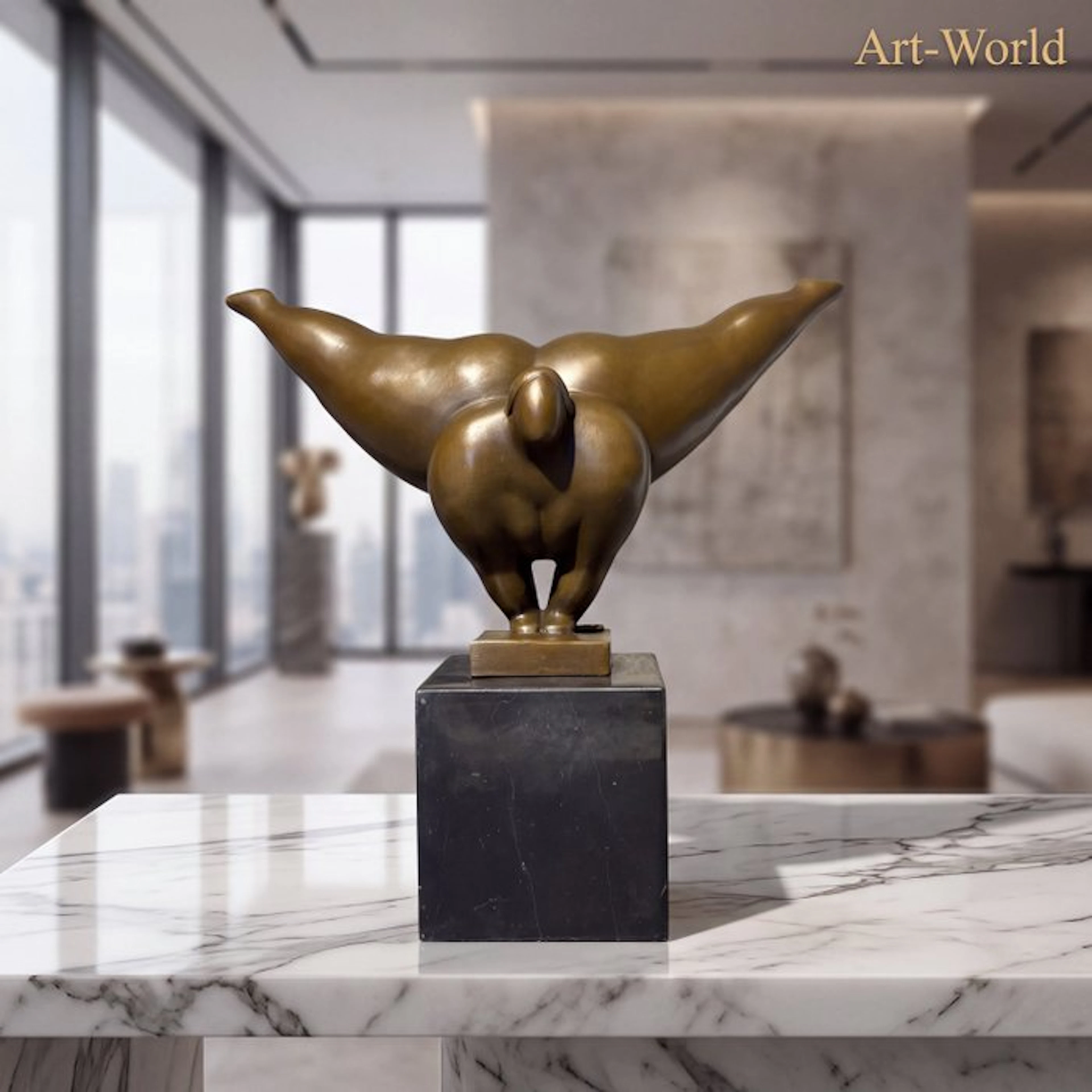 Statue, Bijzonder sculptuur van een dame. Naar: Milo - 22.5 cm - Bronze, Marble