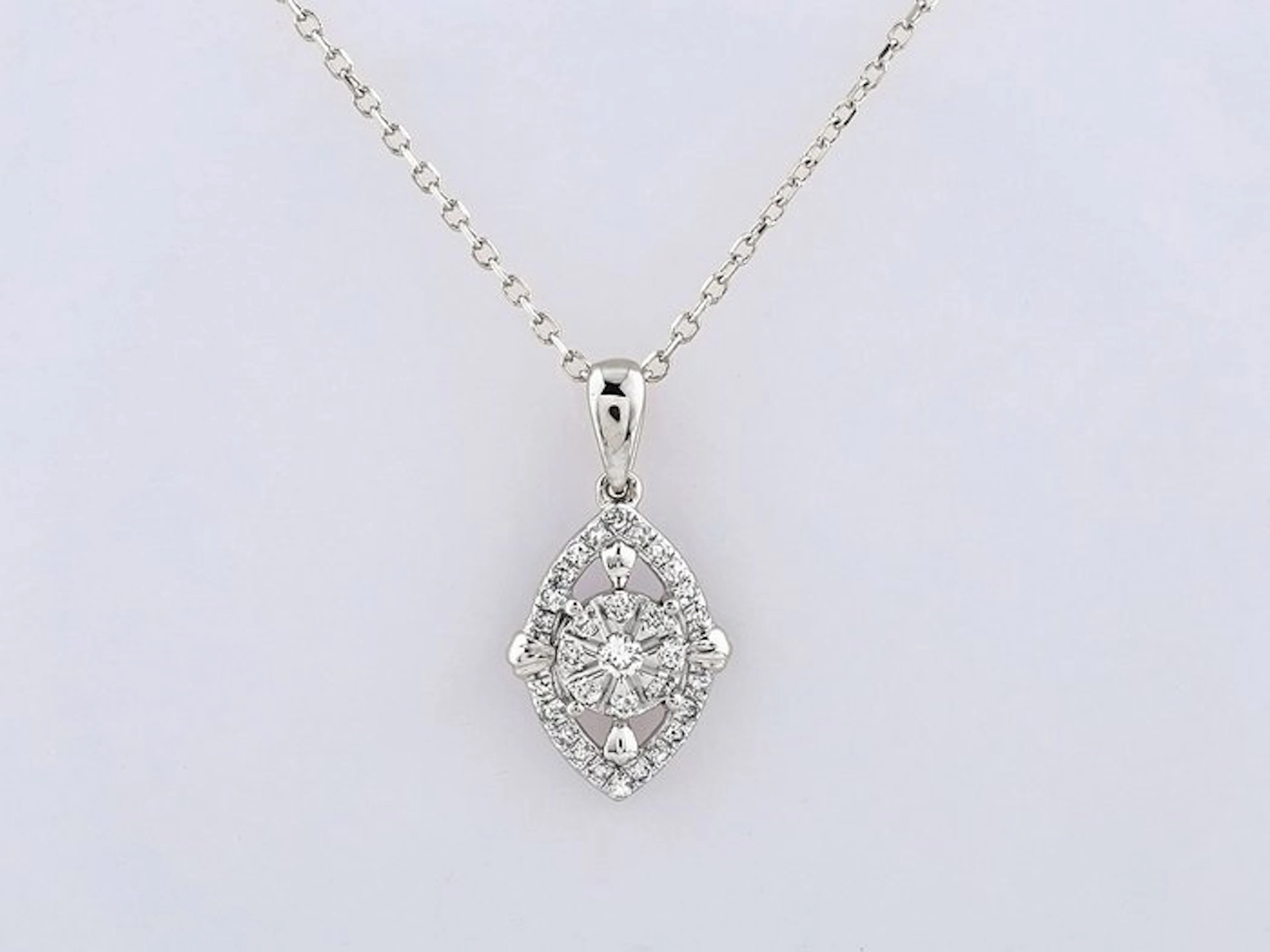 Necklace with pendant - 14 kt. White gold - 0.12ct. tw. Diamond (Natural)