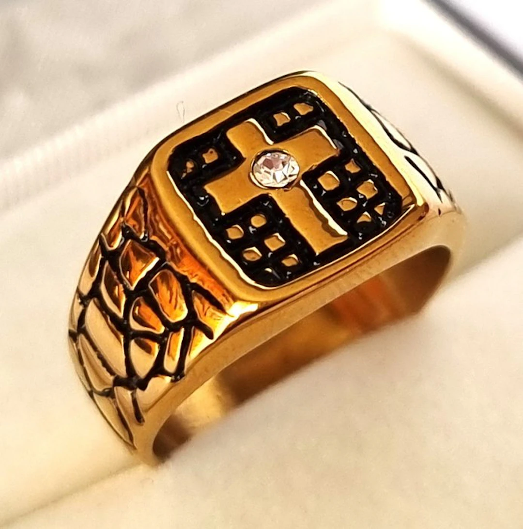 Signet Ring of Faith – Sacred Cross – Stone of Light –...