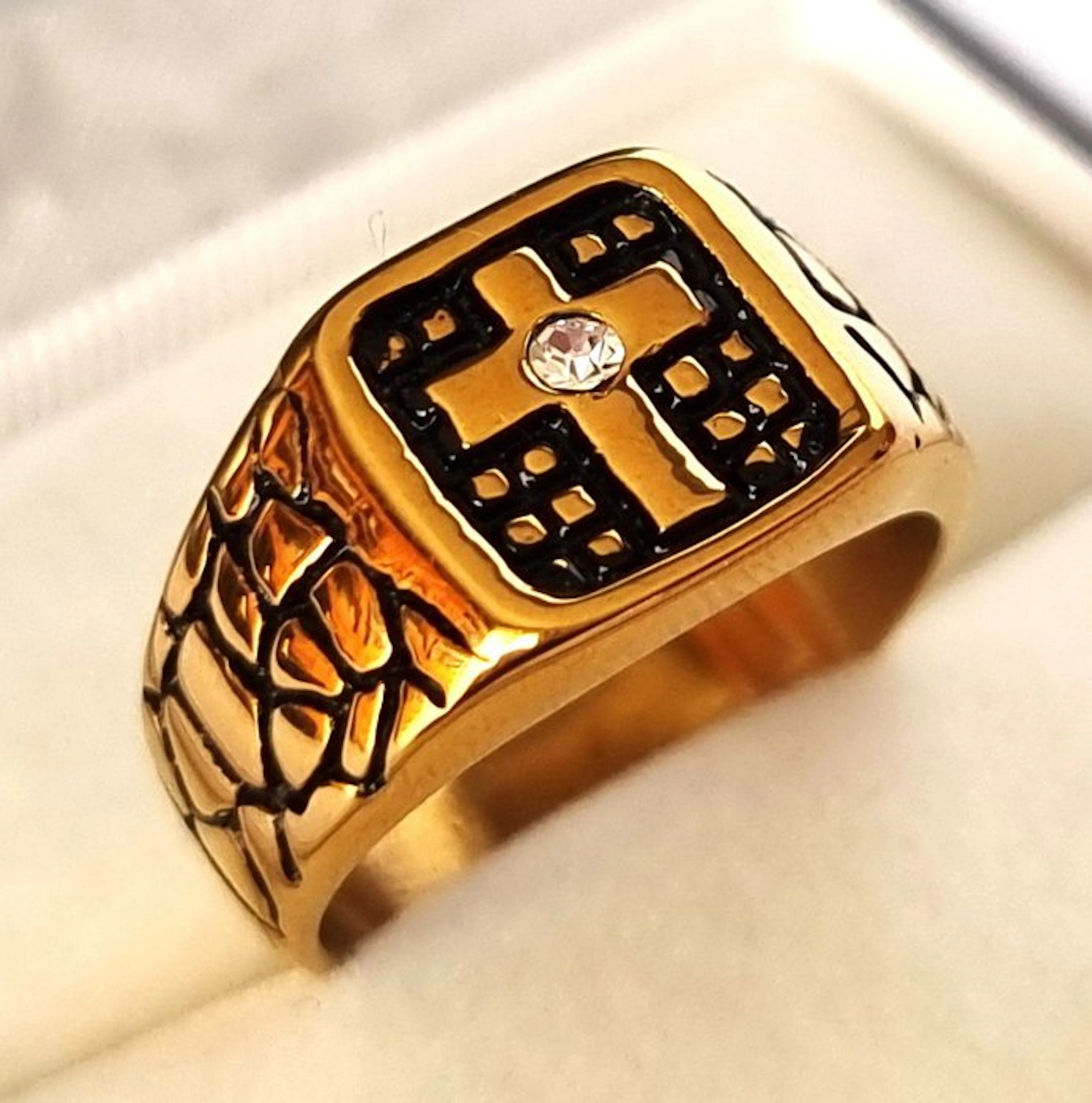 Signet Ring of Faith – Sacred Cross – Stone of Light –...