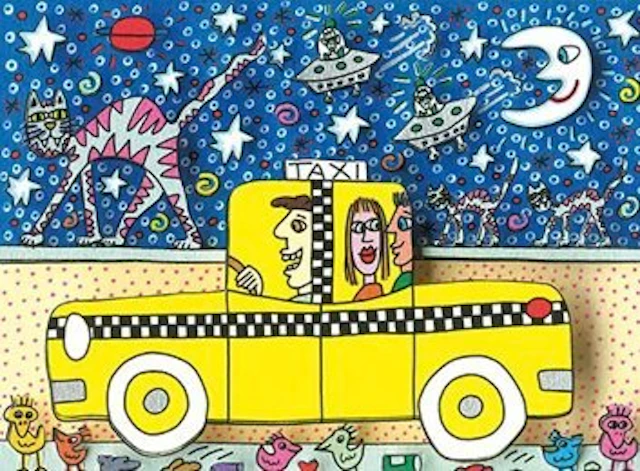 James Rizzi (1950-2011) - A Taxi Ride Through the Night
