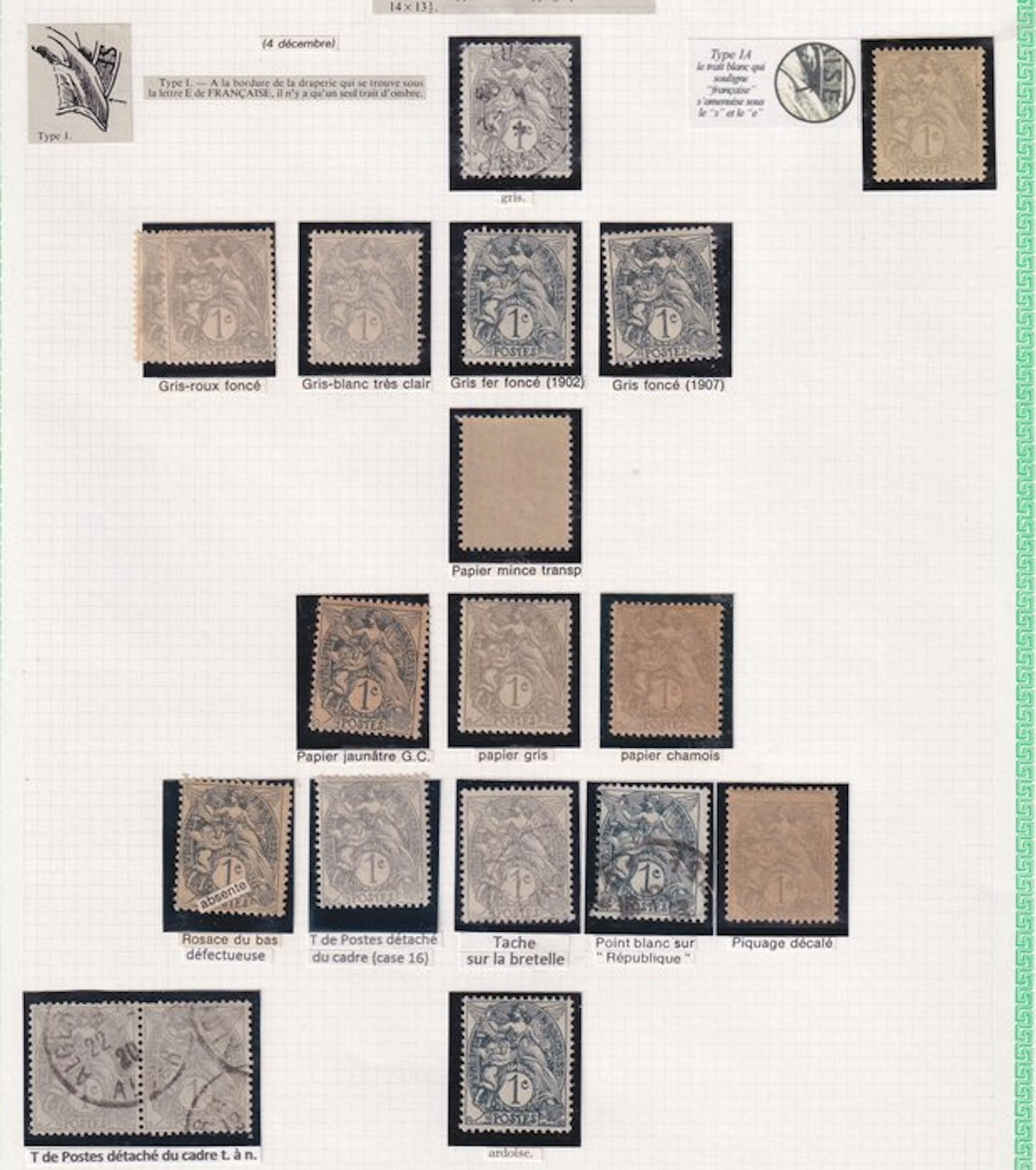 France 1900 - superbe etude du 1ct type blanc, superbe
