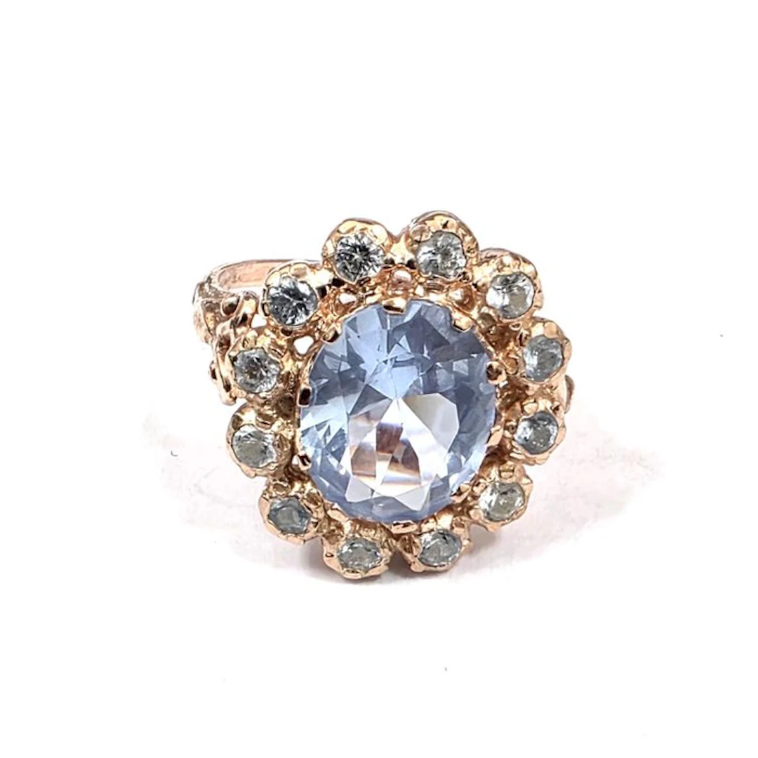 No reserve price - Ring - 9 kt. Rose gold, Silver Spinel