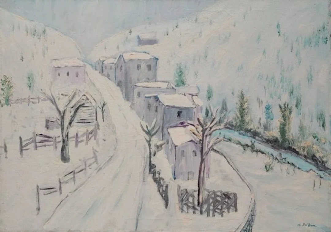 Angelo Del Bon (1898-1952) - Borgo sotto la neve